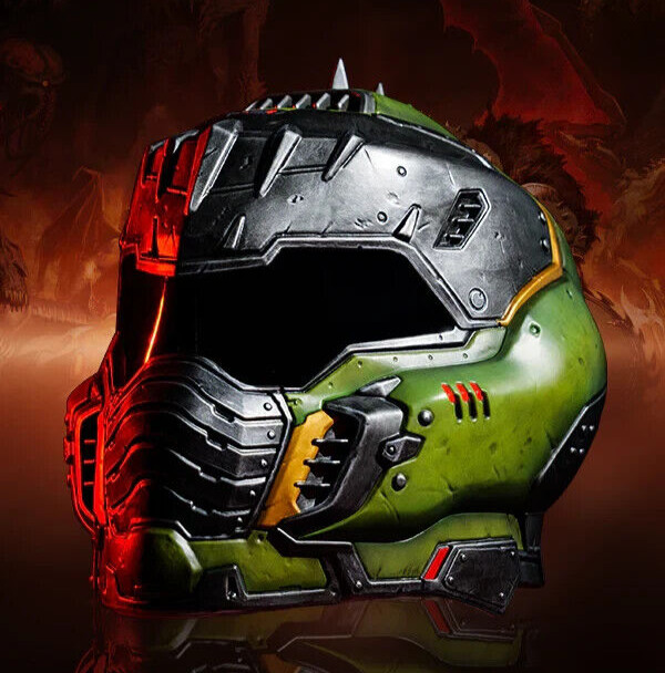 Doom The Dark Ages Doom Slayer Wearable Helmet LED Bundle + Keycard x3 Patches