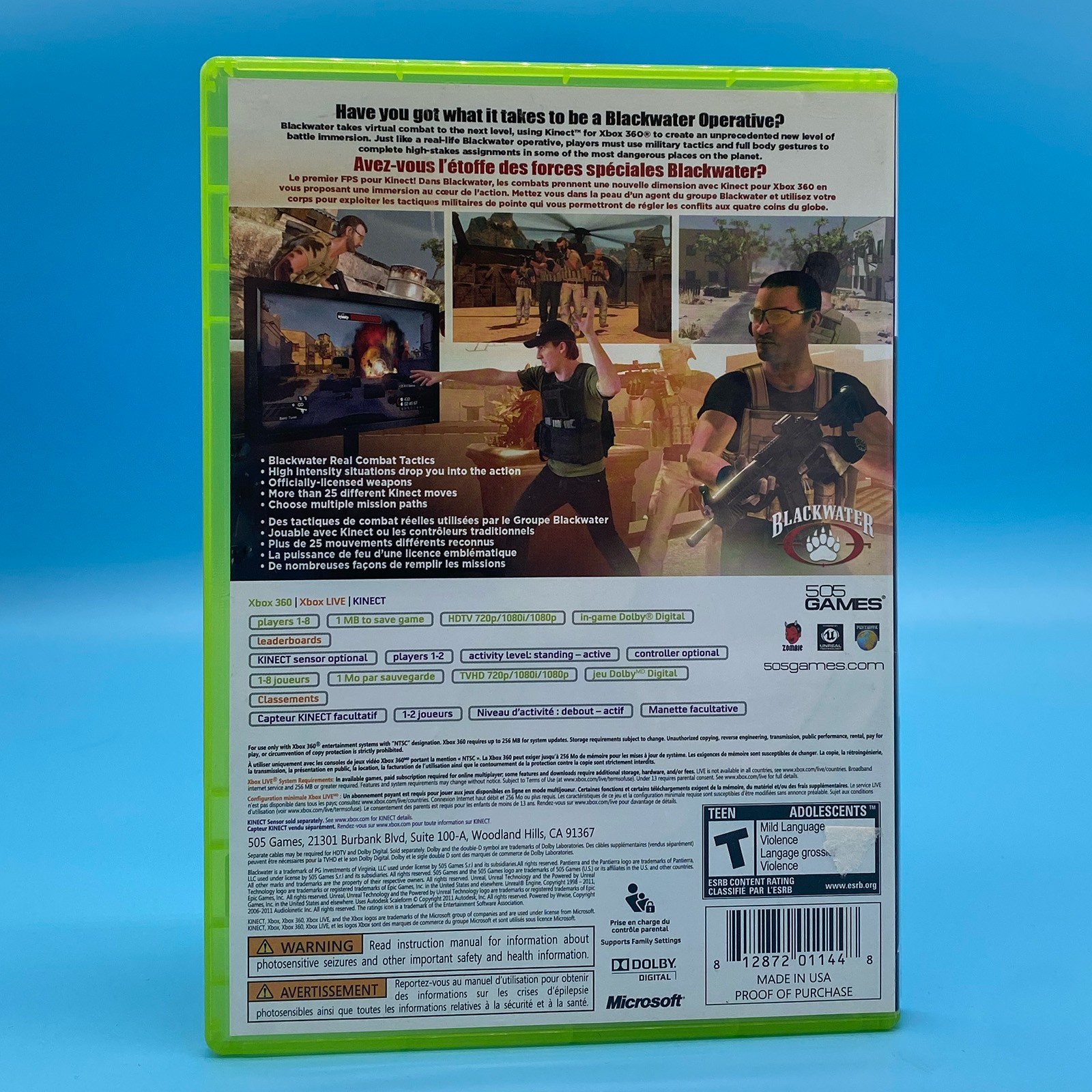 Blackwater (Microsoft Xbox 360, 2011) CIB With Manual Better With Kinect TESTED