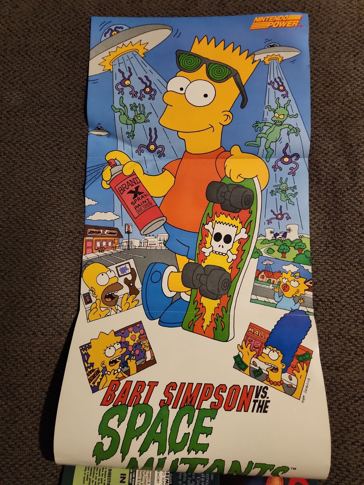 Vintage Bart Simpson vs The space Mutants Poster From Nintendo Power Magazine