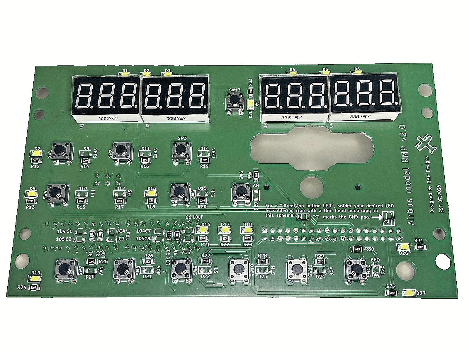 Airbus A320 Radio Management Panel (RMP) — Fully Assembled PCB