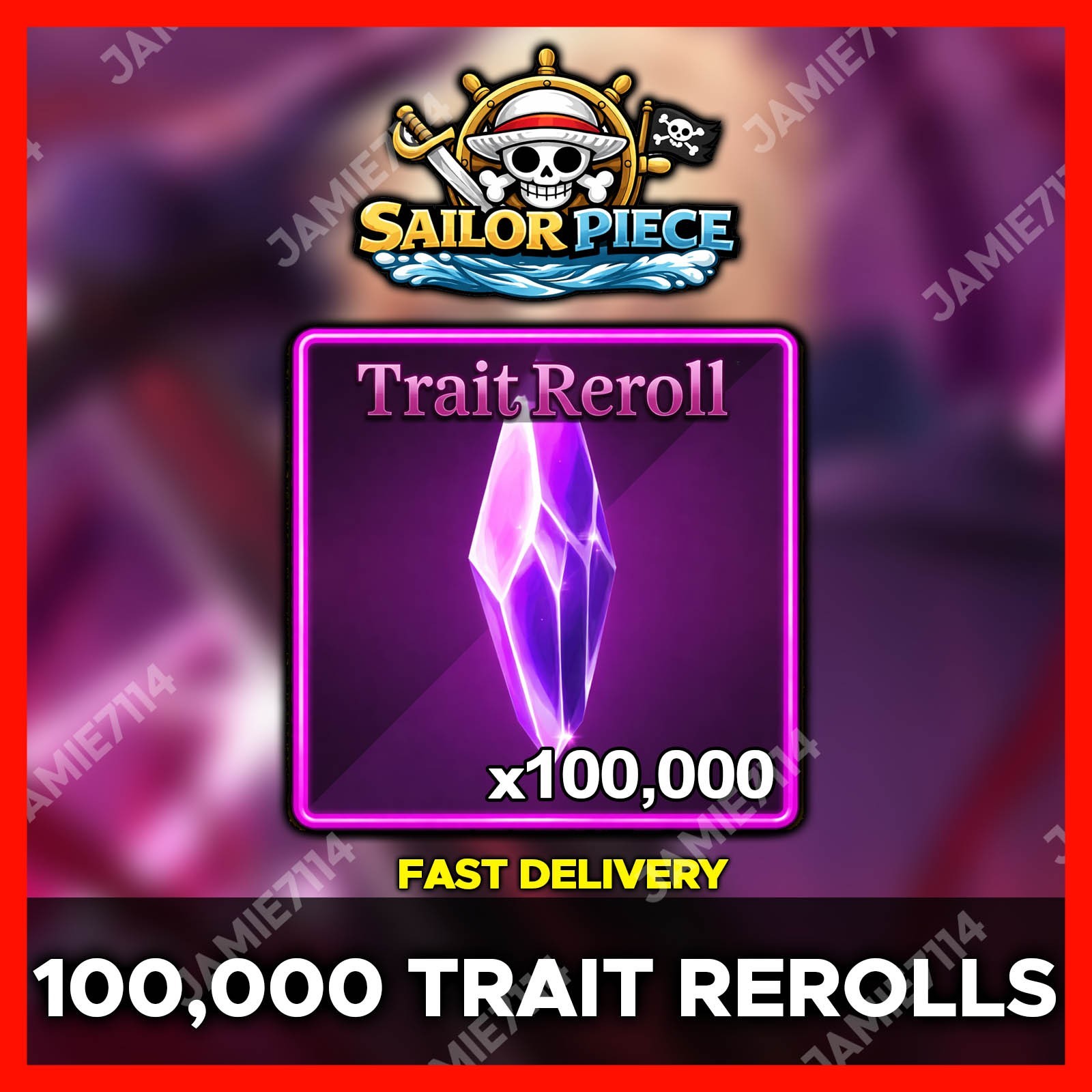 ✅100,000 TRAIT REROLLS ⚔️ SAILOR PIECE‼️FAST & EASY DELIVERY‼️