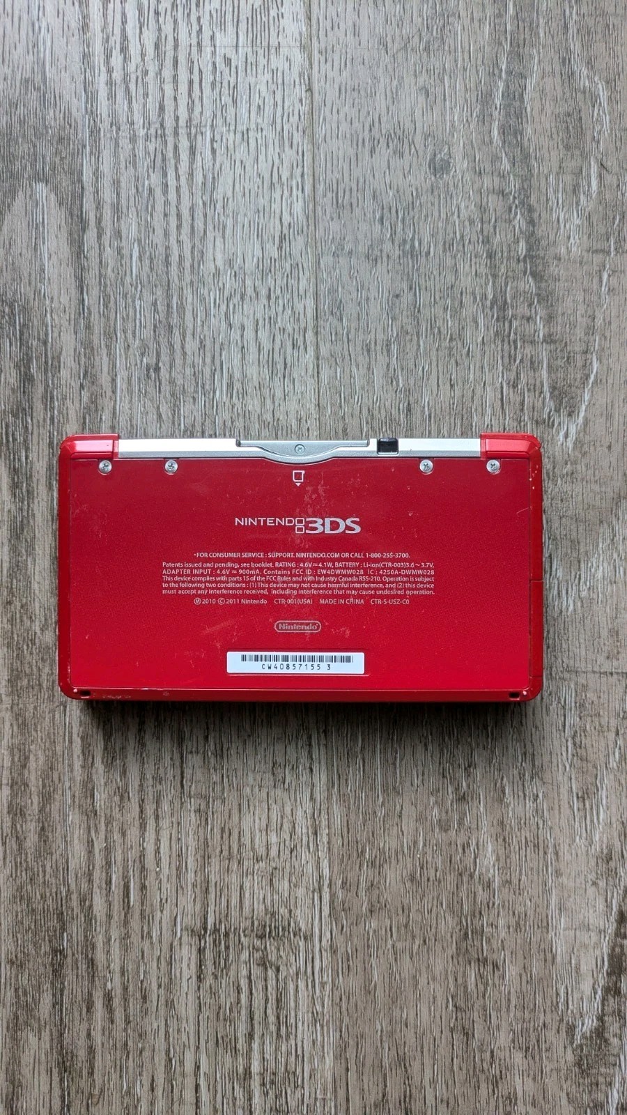 Nintendo 3DS Flame Red Handheld Console System With Charger CTR-001 Tested