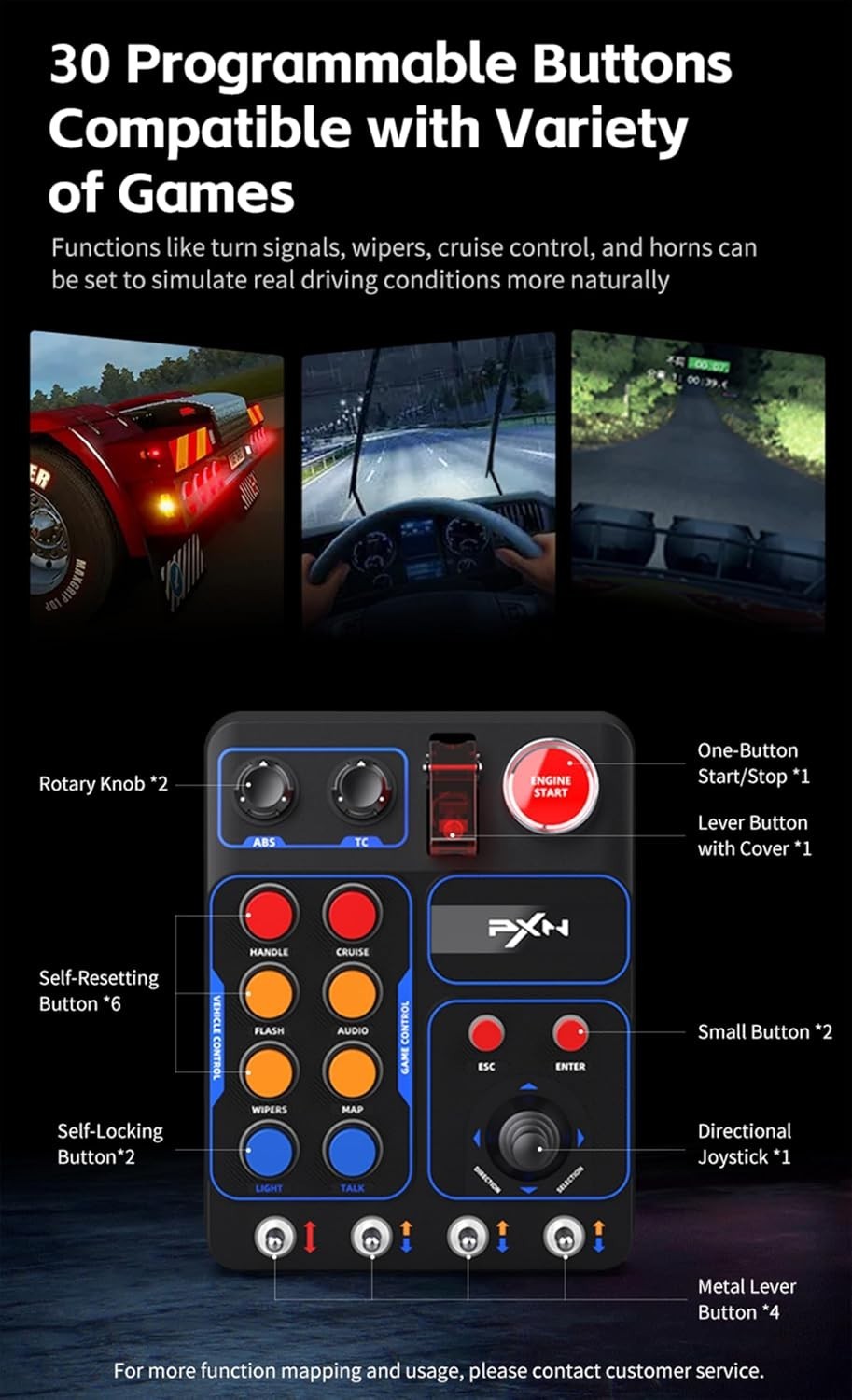 CB1 Racing Button Box PC USB Simulation Racing Instrument Center Control But