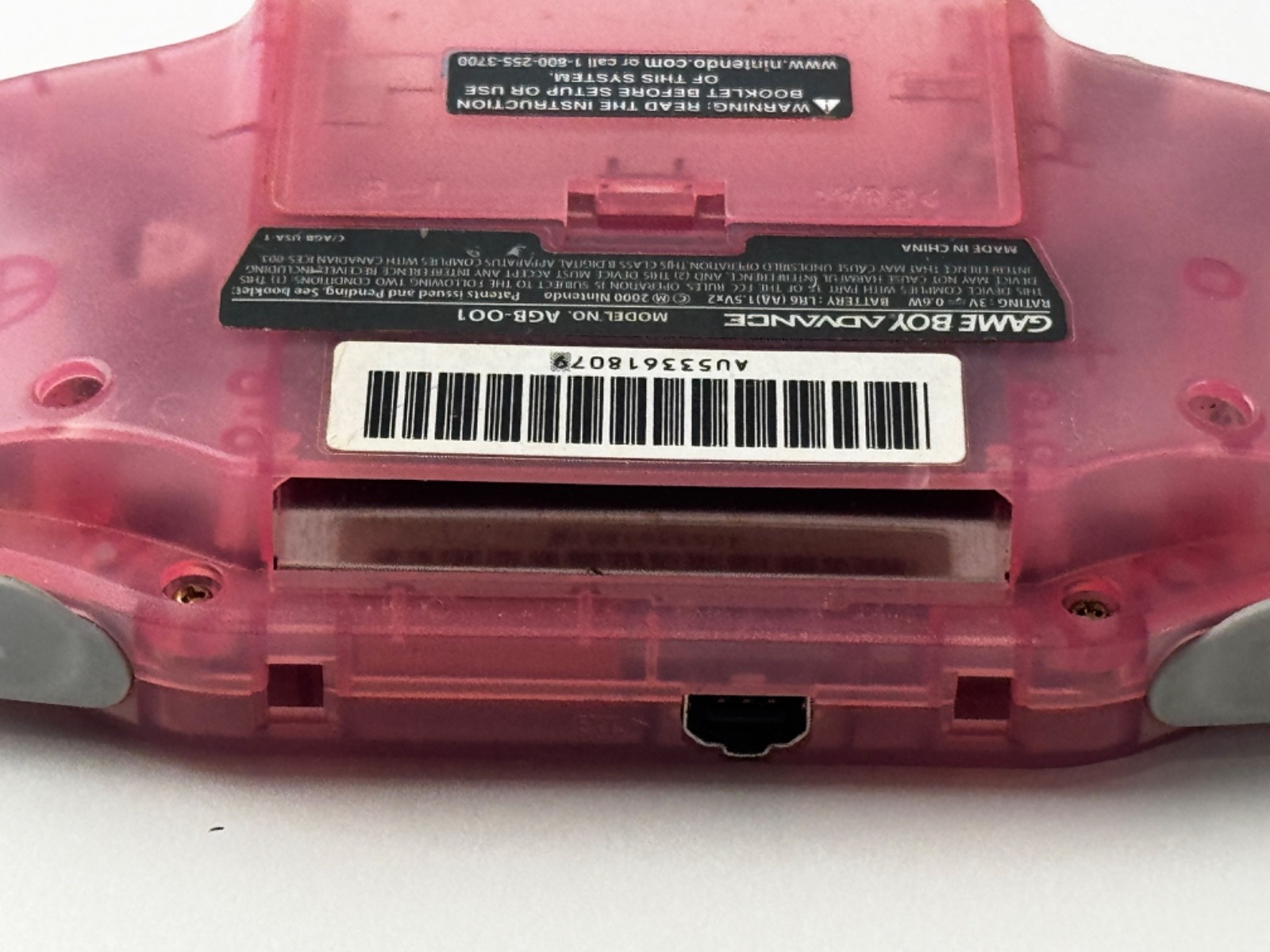 Nintendo Game Boy Advance Fuchsia Pink GBA Console AGB-001 Tested