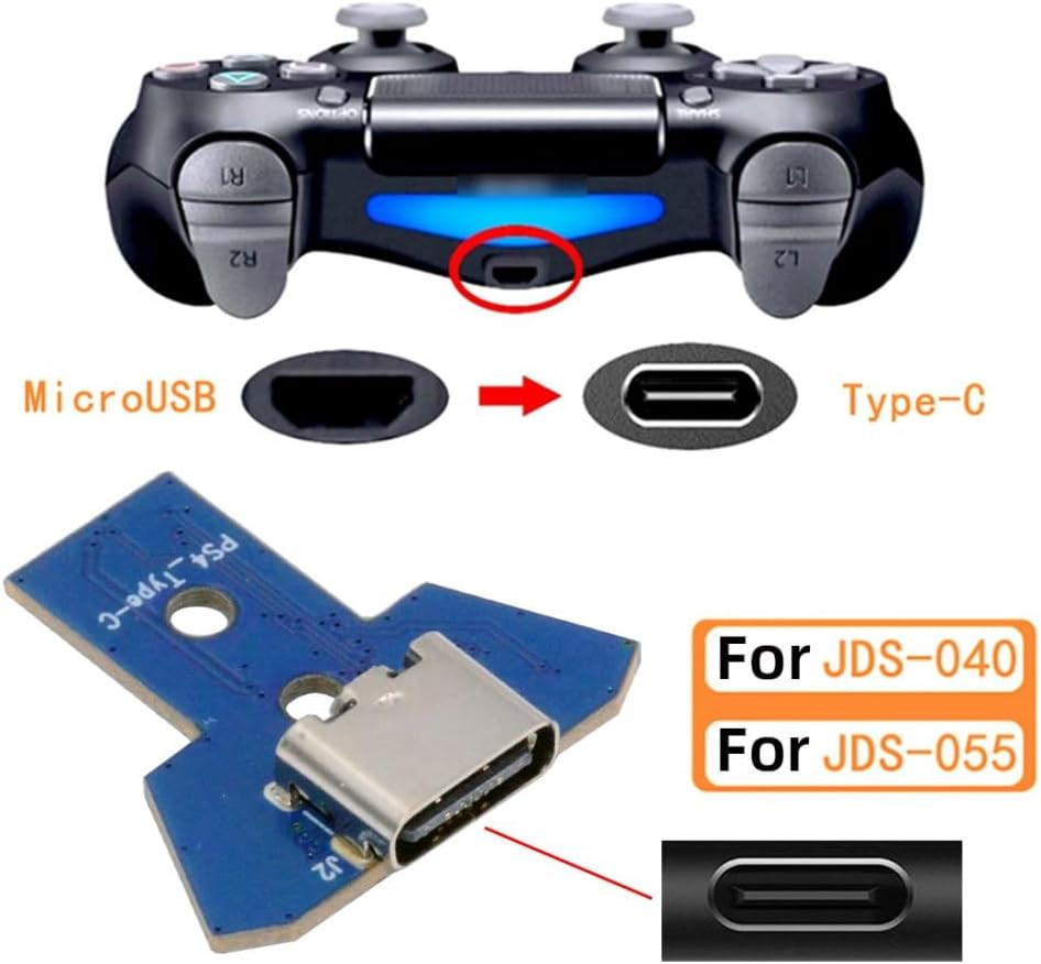 For PS4 Controller USB-C Port Board Upgrade JDS-040 JDS-055 Type-C Charge Socket