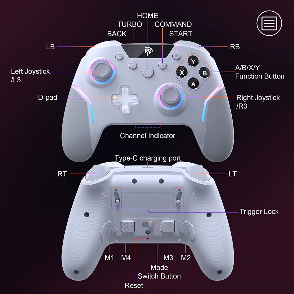 Easysmx X20 Wireless Gamepad Controller for PC, NS, TV, Phone, Laptop