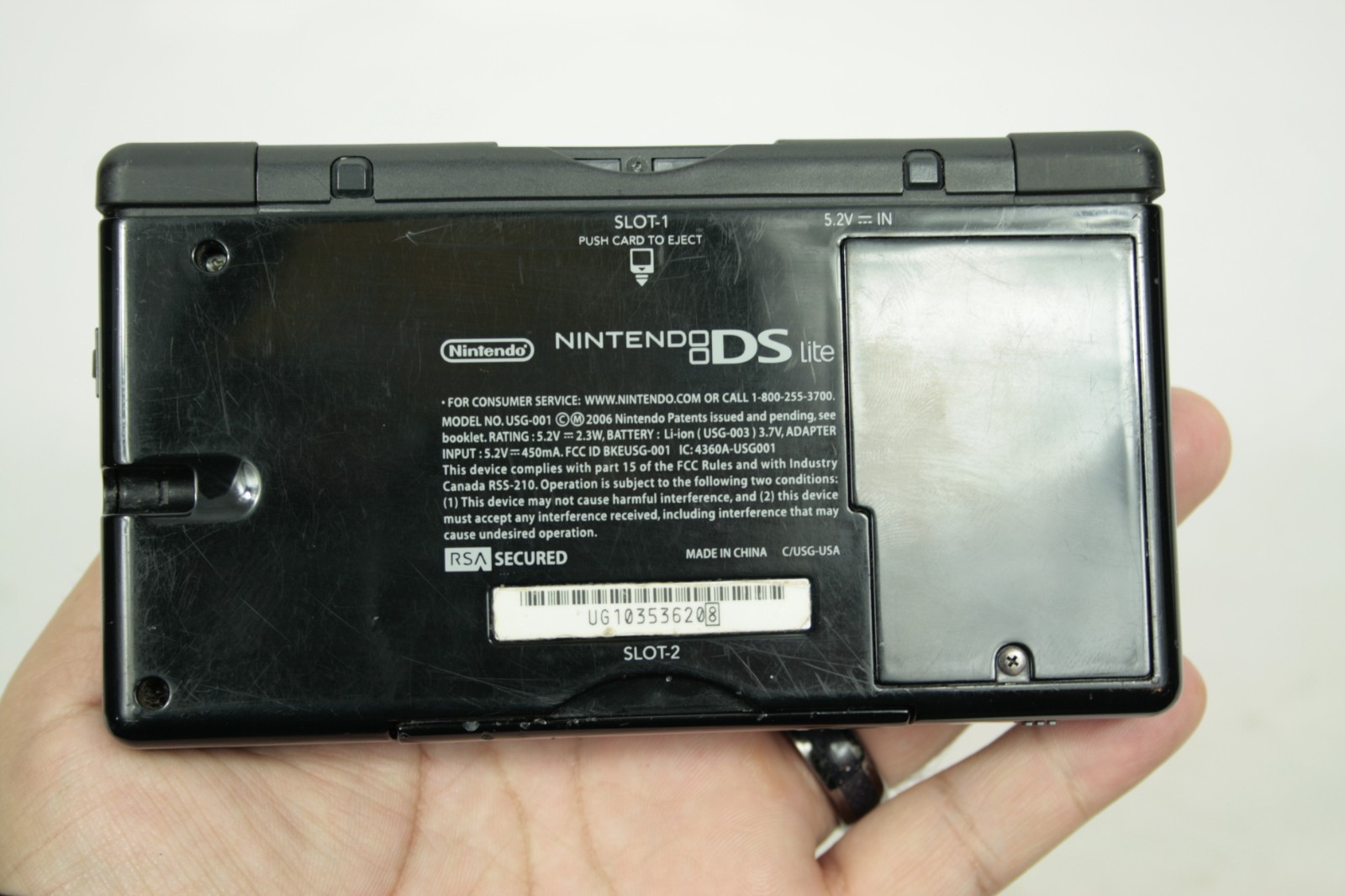 Nintendo DS Lite Console Black Onyx with Stylus GBA Cover Tested FAST SHIPPING
