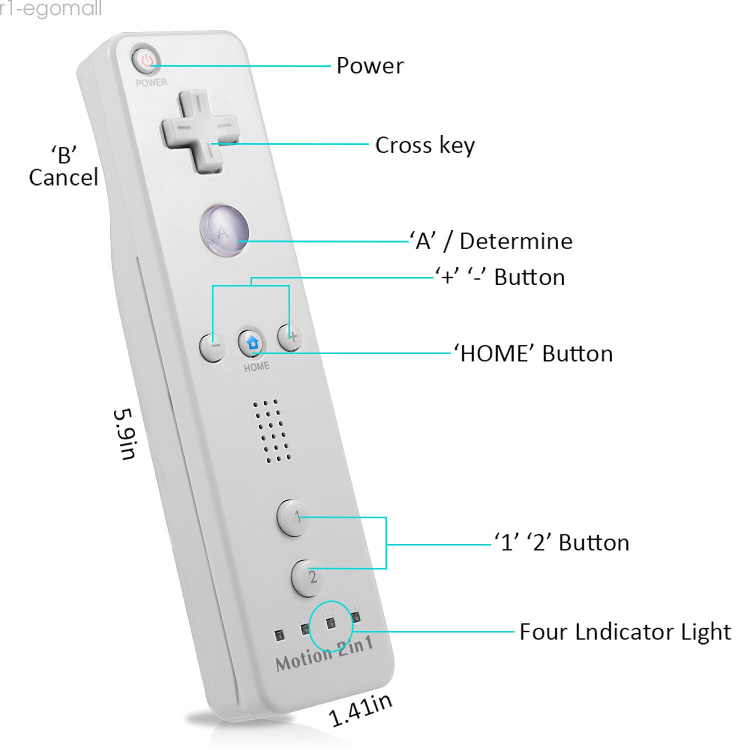 Built in Motion Plus Remote Controller& Nunchuck For Nintendo Wii Wii U+Strap US