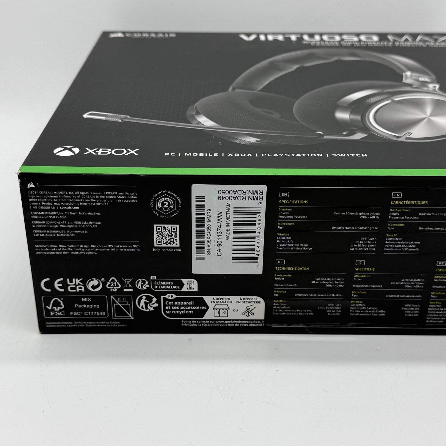 Corsair Virtuoso Max Black CA-9011374-WW Wired Gaming Headset Multi-Platform