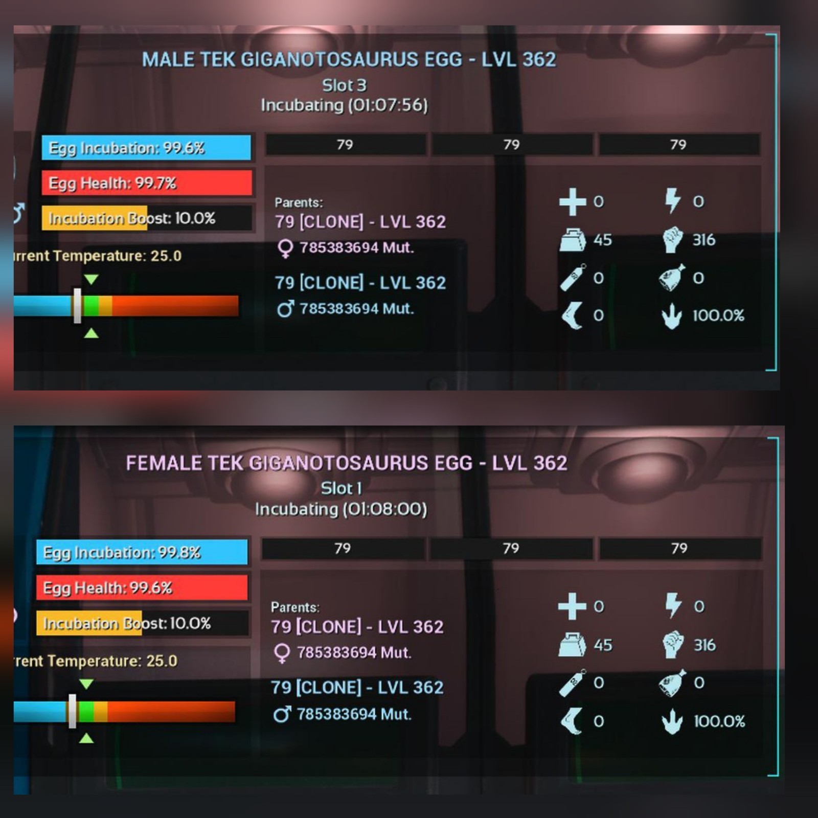 TEK GIGA NEW TOP STATUS BLACK ID79 PAIR EGGS ARK ASCENDED PVE PC/XBOX/PS5