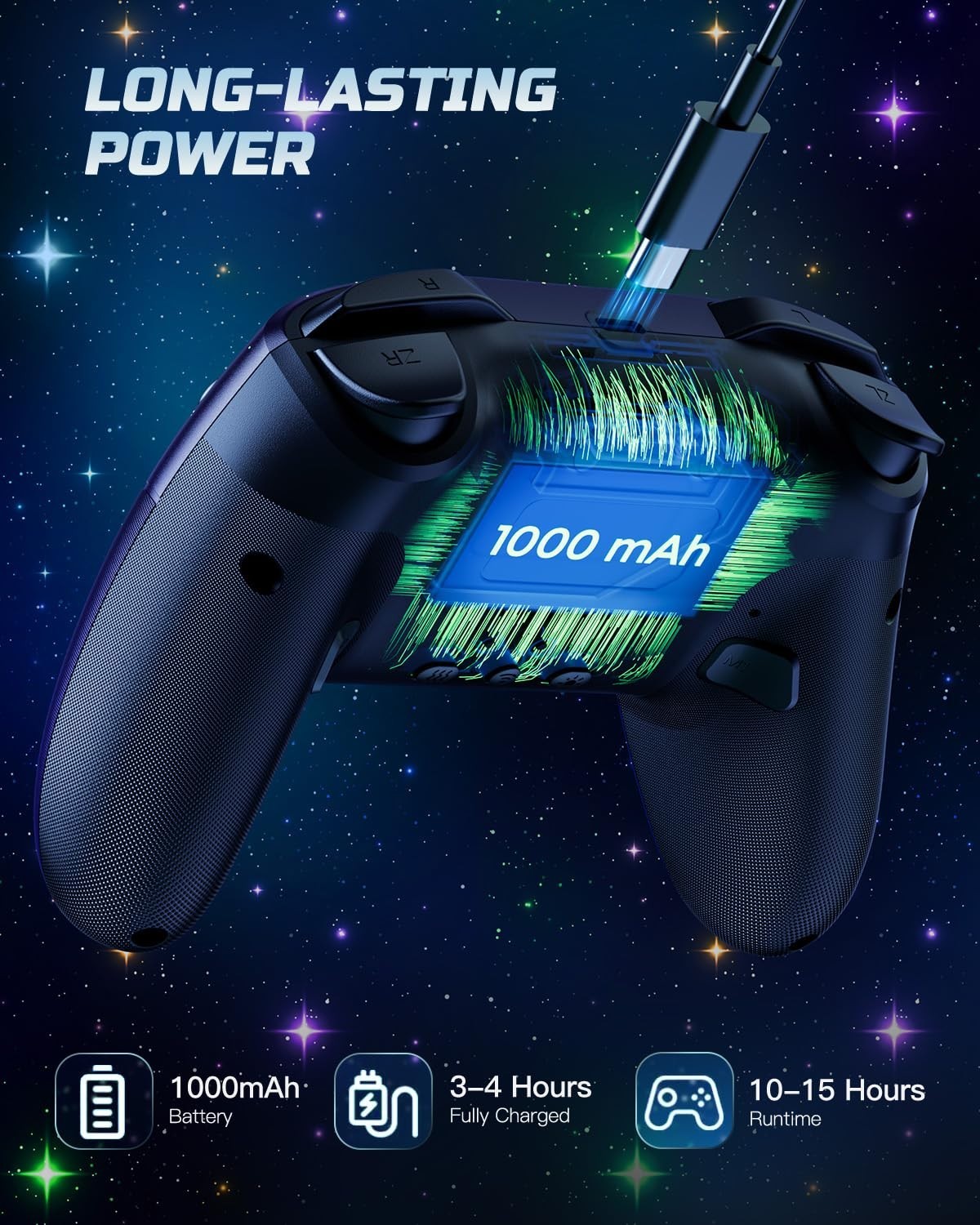 Advanced Wireless Switch Controller with 8 RGB Modes & 10m Range for Gamers