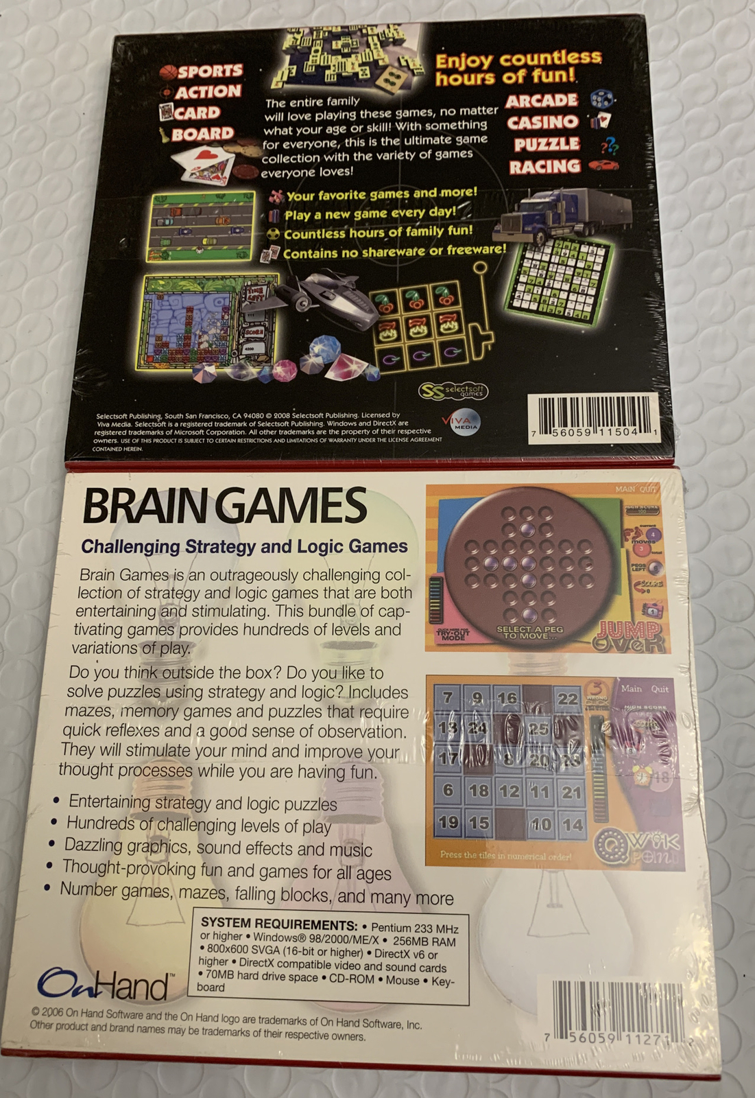 Lot Of 2 PC Sealed Games- Brain Games/15,000 Games