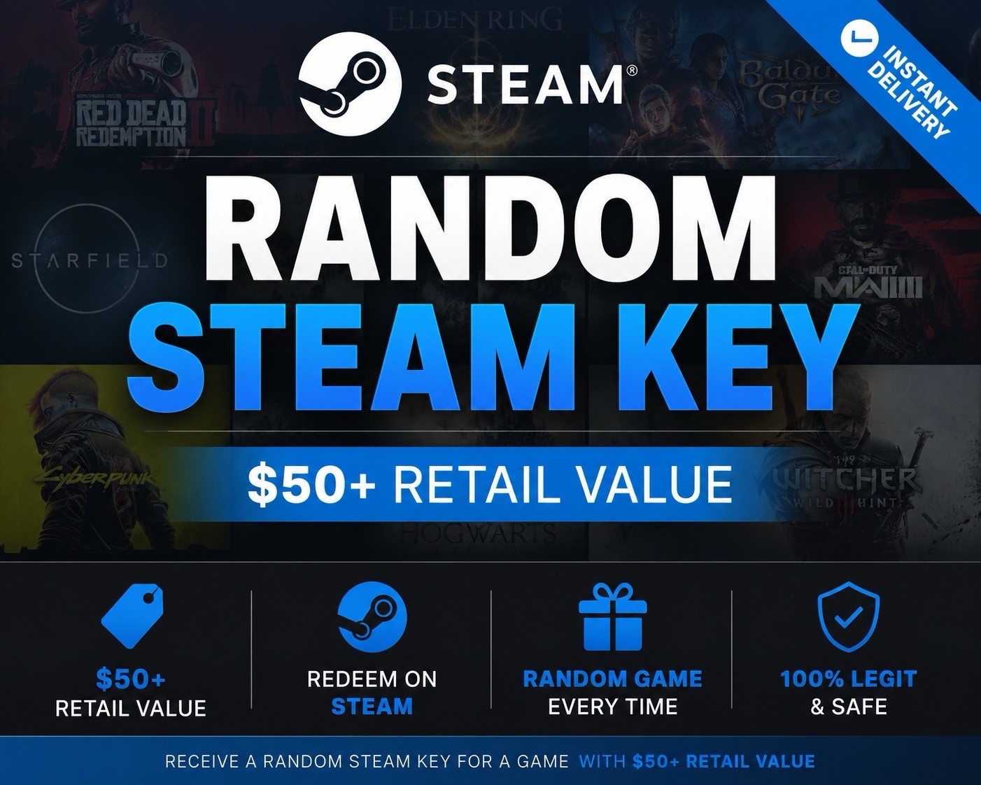 Random Steam Key Game $50+ Value