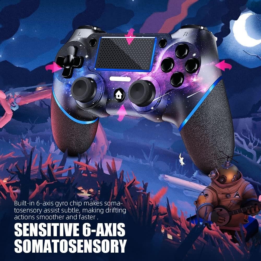 Wireless Controller for PS4 with Non-Slip Grip, 3.5mm Audio Jack and Thumb Caps