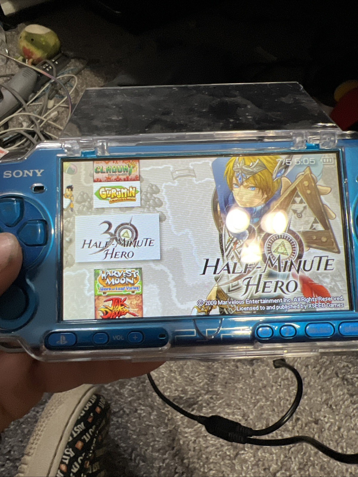 Sony PSP-3000 Blue Console Bundle 64GB with Charger, Case also Custom.