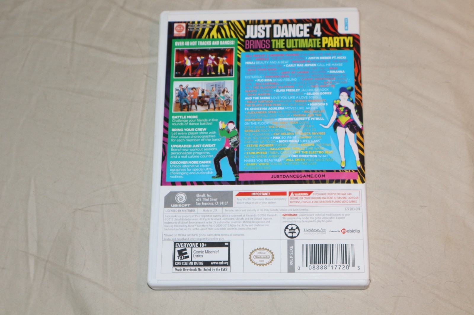Just Dance 4 (Nintendo Wii, 2012) w/ CASE MANUAL