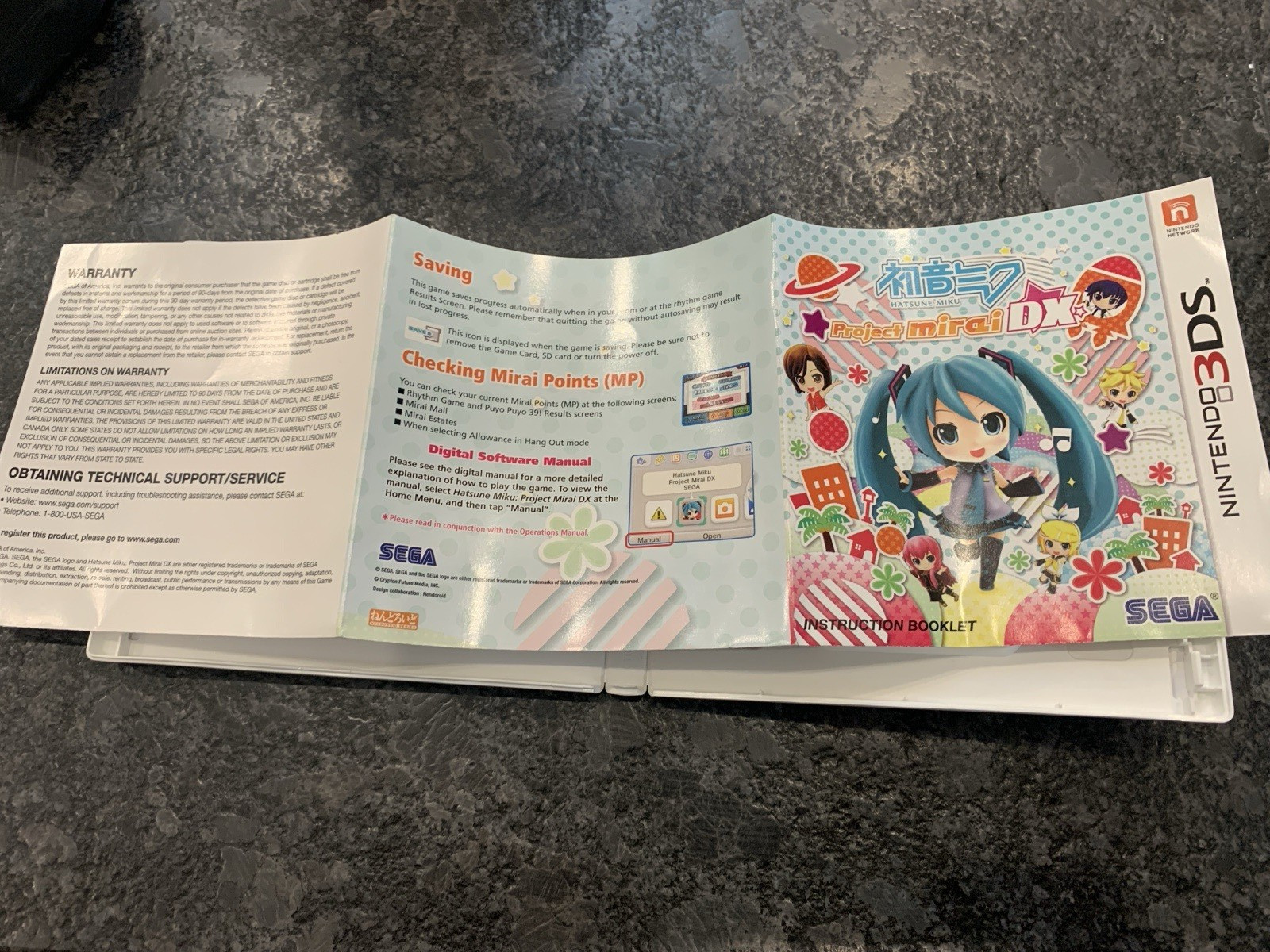 Hatsune Miku: Project Mirai DX (Nintendo 3DS, 2015) Genuine Case & Manual Only