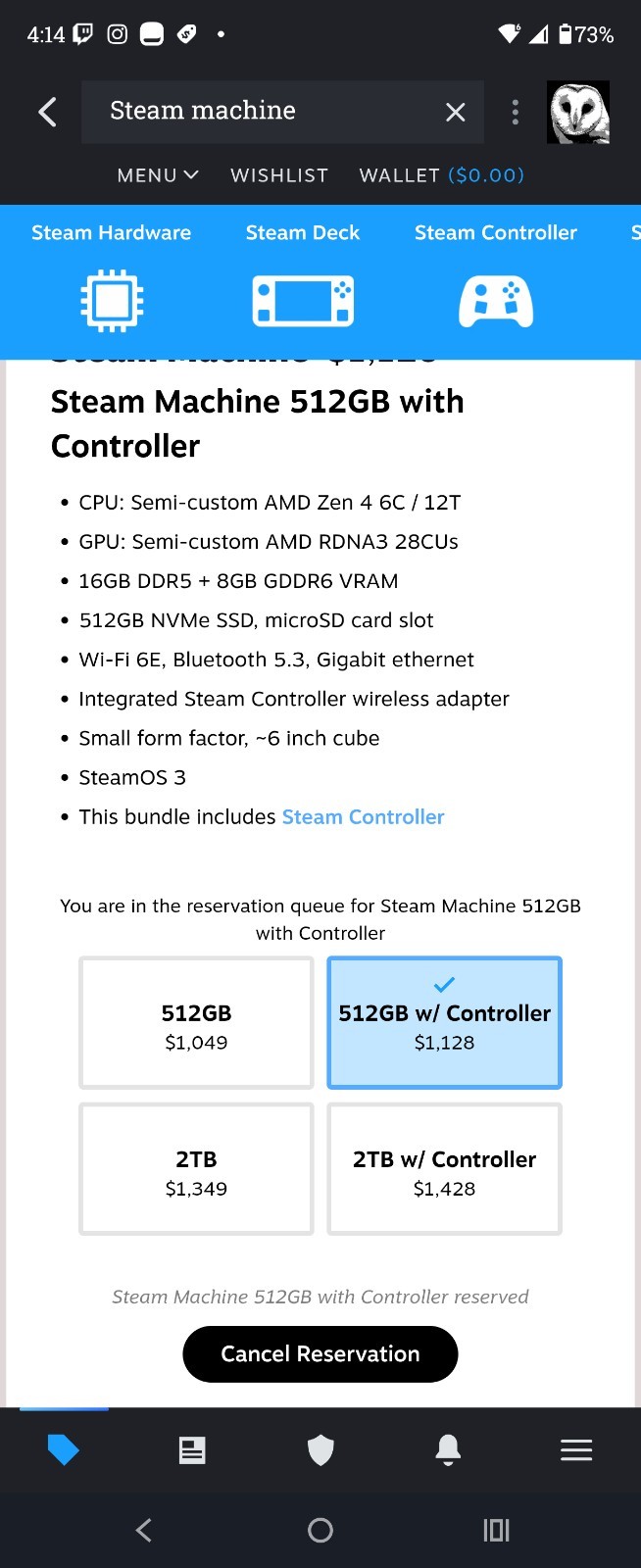 Valve Steam Machine 512GB Home Console w/ Controller (Pre-Sale)