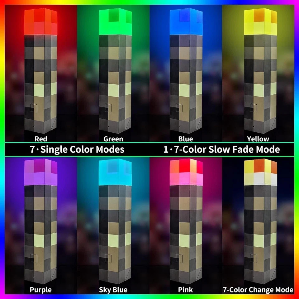 Buy 2 Get One Free 7-Color Minecraft Torch Rechargeable Portable Night LED Light