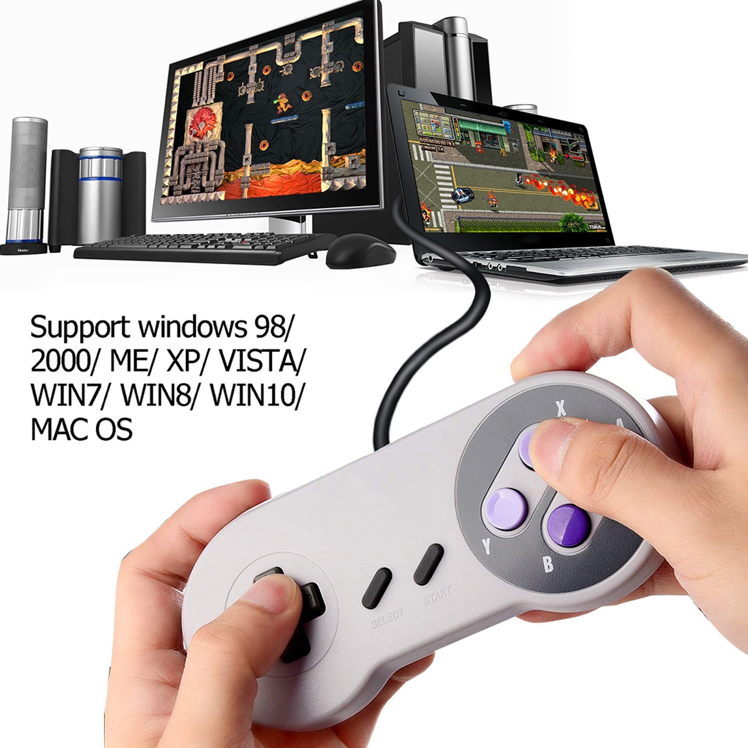 2 Pack iNNEXT SNES USB Super SNES Controller Gamepad for PC & MAC & Raspberry Pi