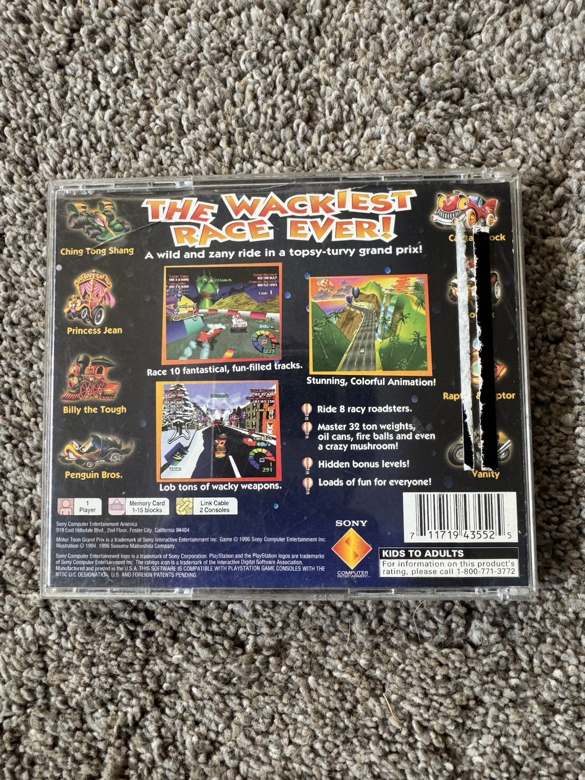 Motor Toon Grand Prix ps1 Sony PlayStation 1 1996 Racing Manual Included