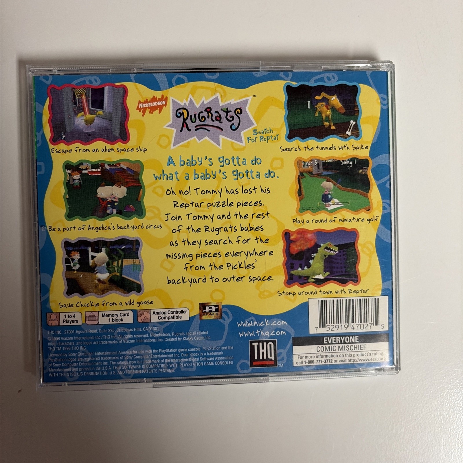 Rugrats: Search for Reptar (Sony PlayStation 1, 1998) Complete CIB + Resurfaced