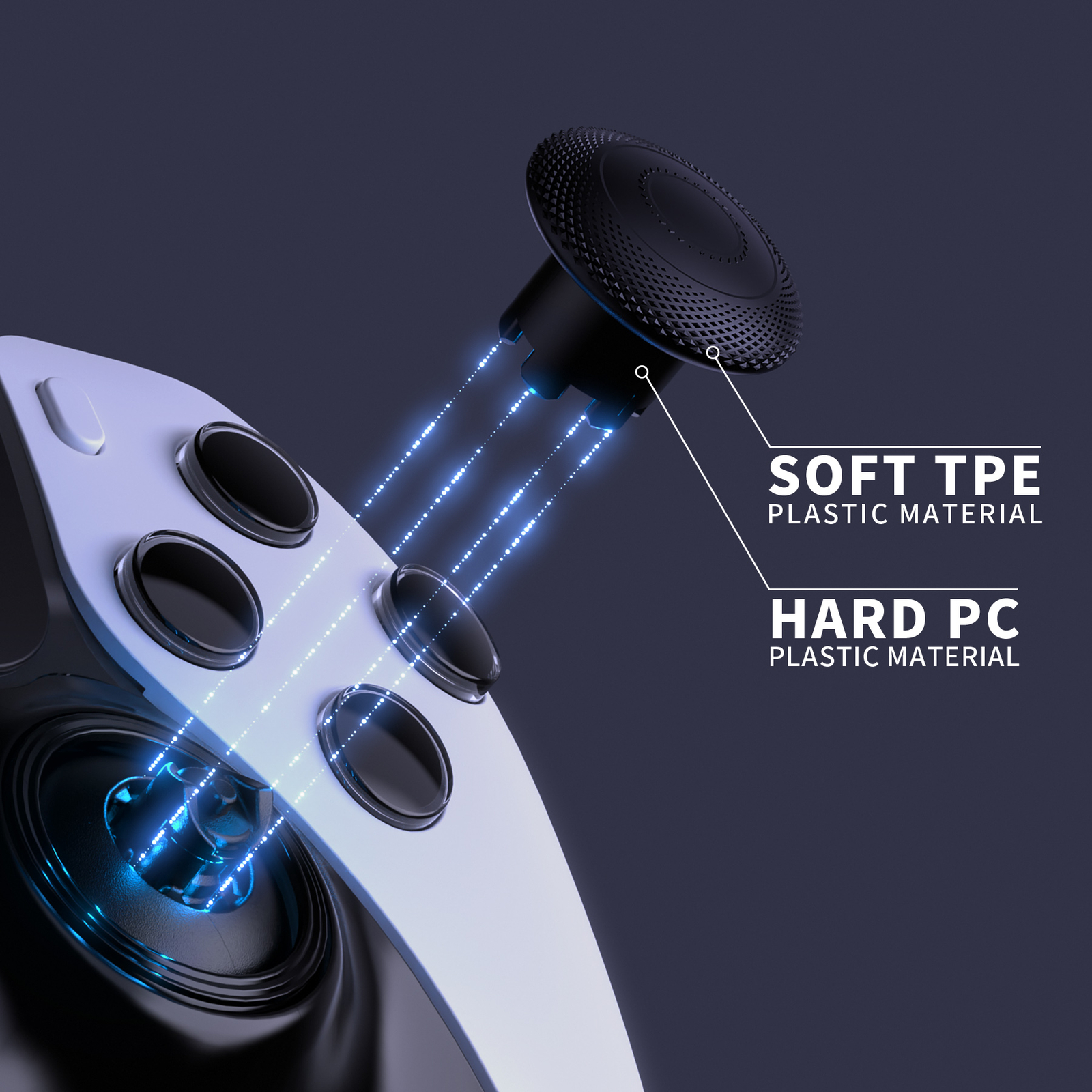 Swappable Analog Thumbsticks Caps for PS5 Edge Controller – 4 Heights 3 Surfaces
