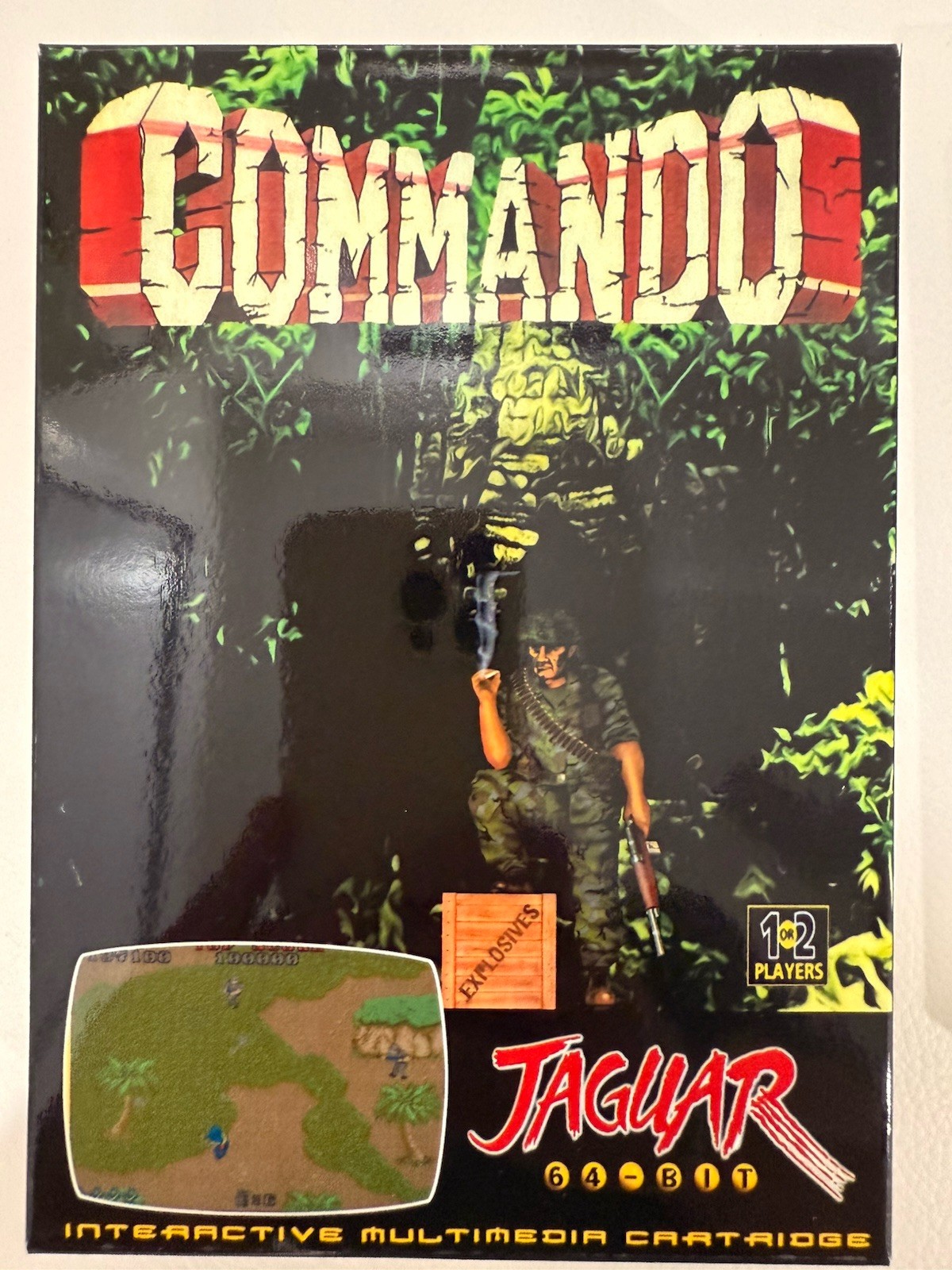 Atari Jaguar Commando Black / Grey Cartridge Complete CIB Very Rare Game