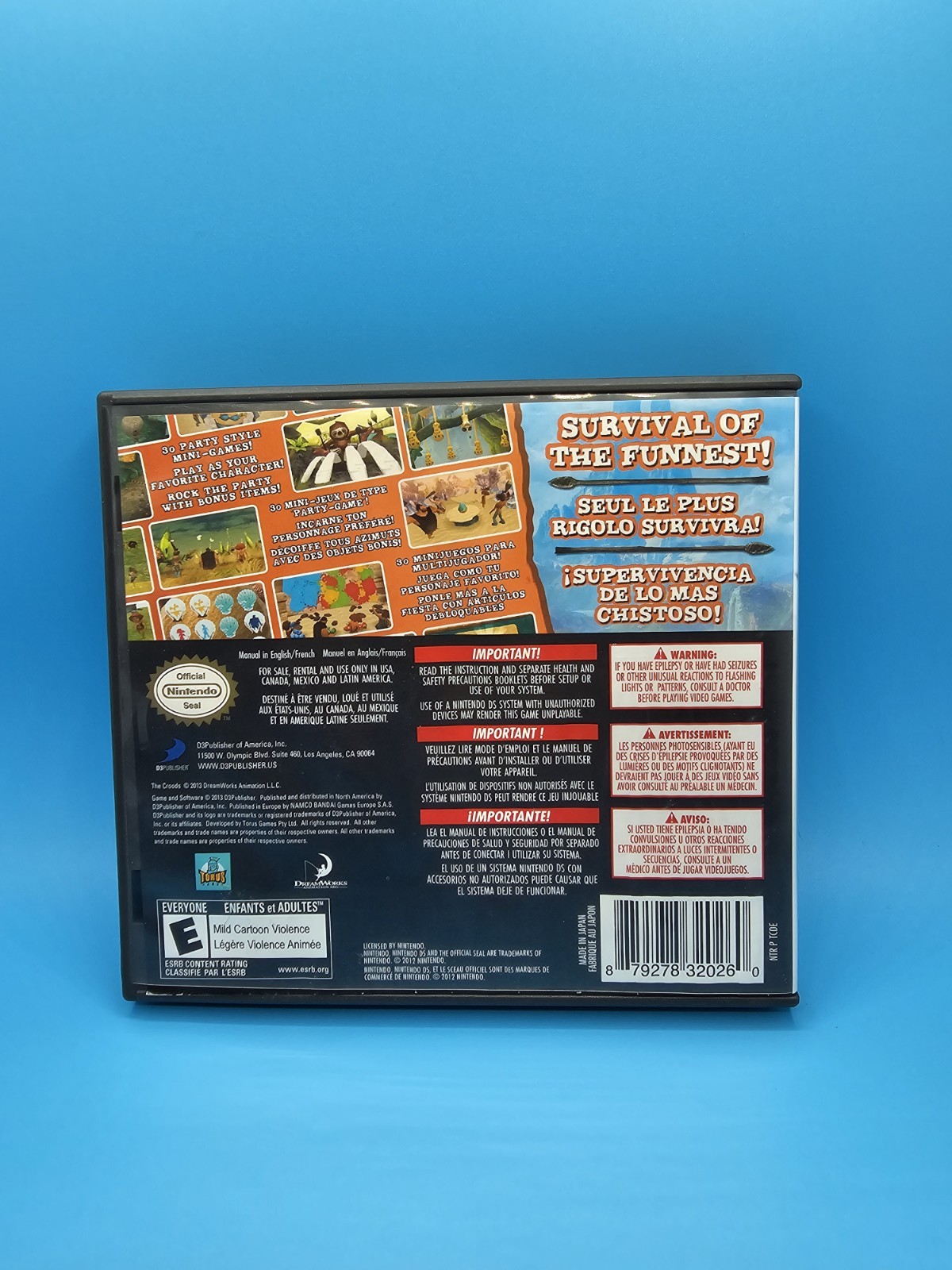 D3Publisher The Croods: Prehistoric Party! Nintendo DS Game Manual E NTSC-U/C