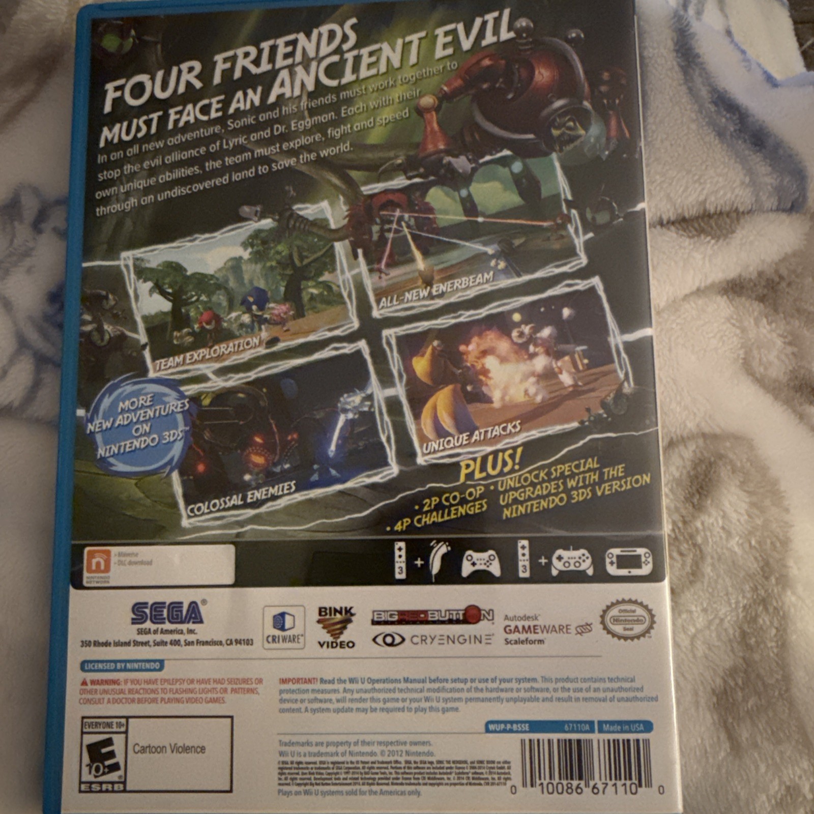 Sonic Boom: Rise of Lyric (Nintendo Wii U, 2014) Complete W/ Manual