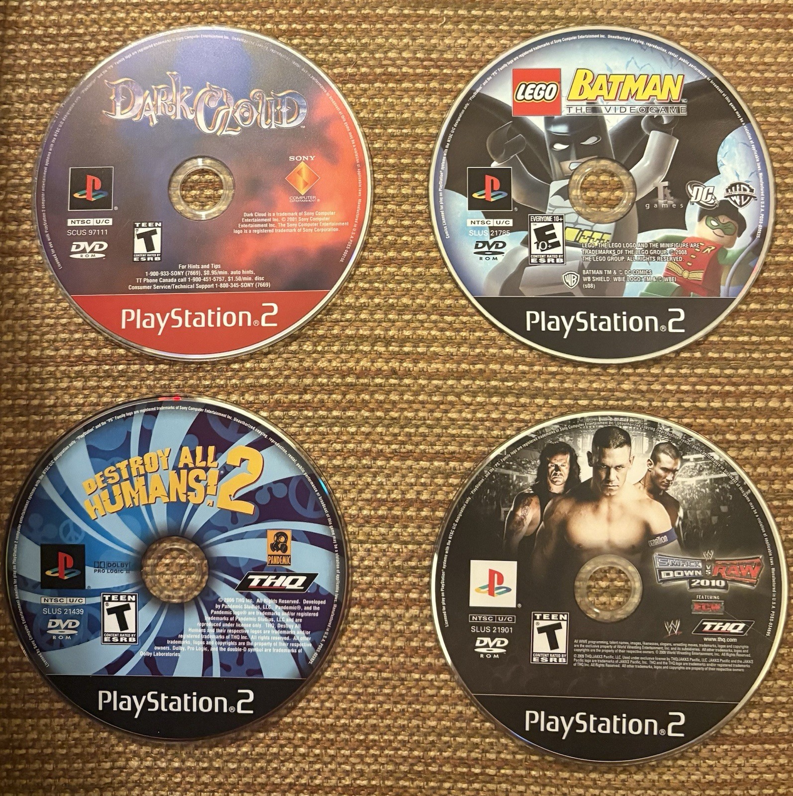 Ps2 Games (Dark Cloud, Destroy All Humans 2, WWE 2010, LEGO Batman)