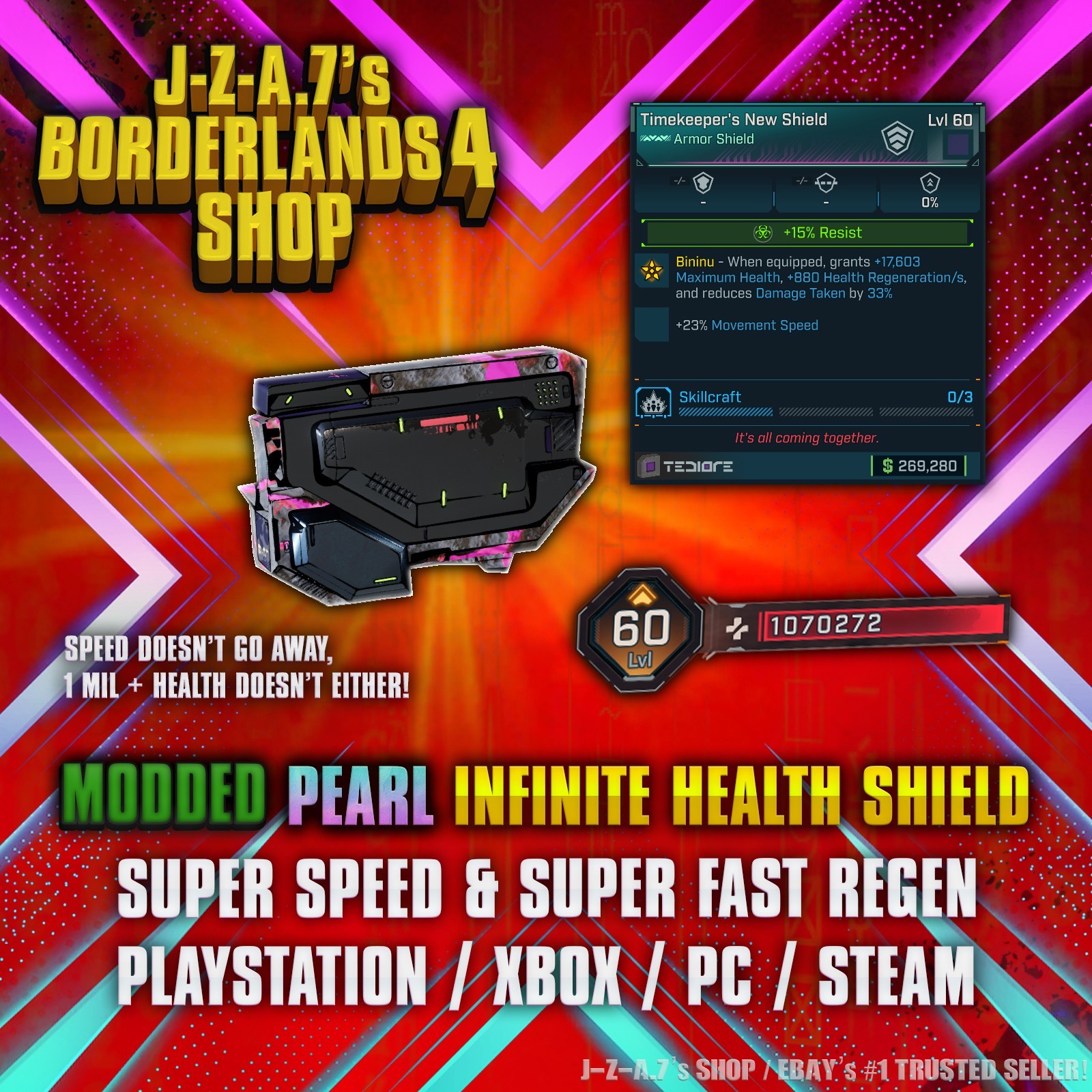 Borderlands 4✨ MODDED PEARL INFINITE HEALTH SPEED SHIELD BL4 ✅PC-PS-XBOX✨