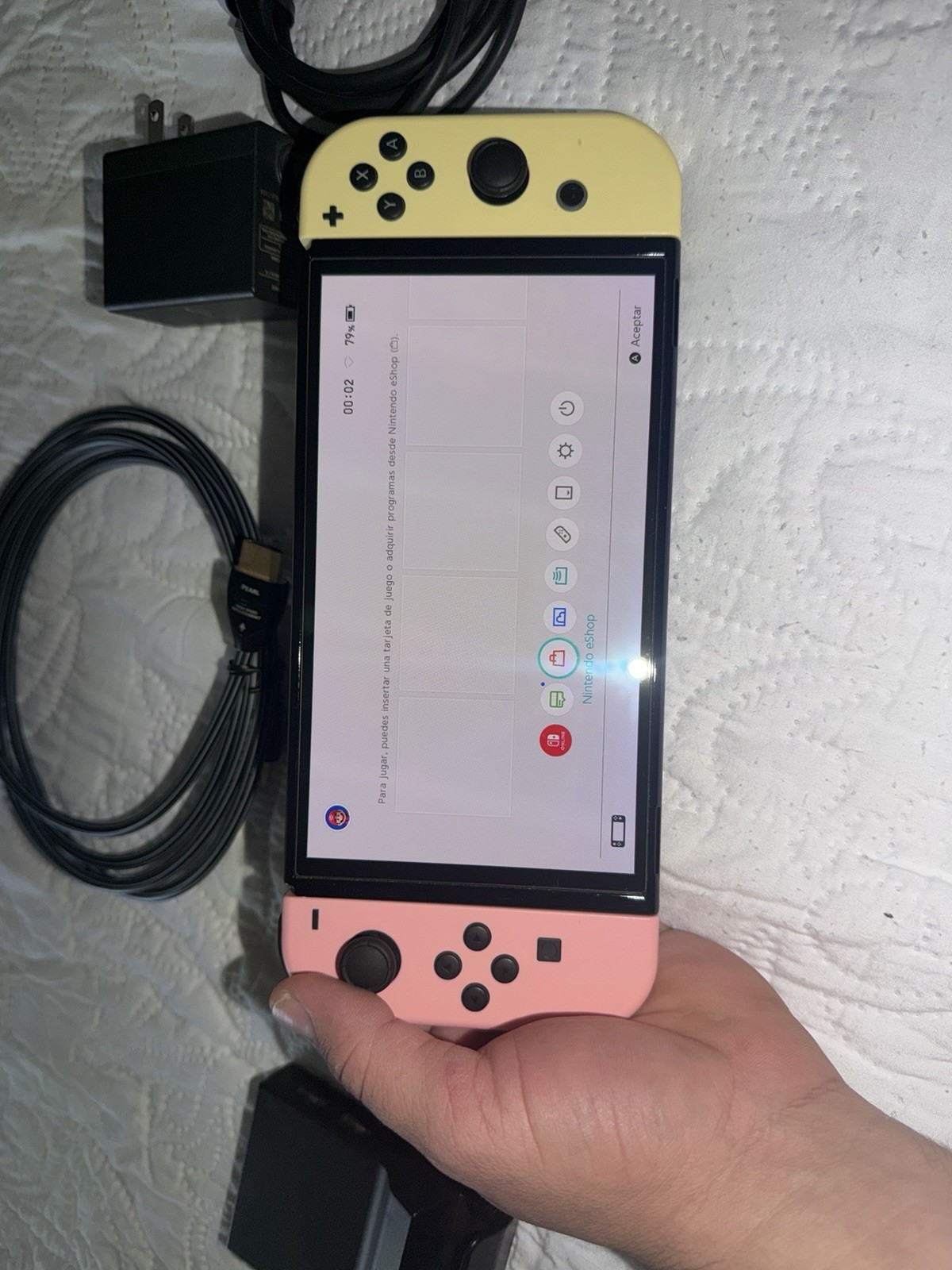 Nintendo Switch oled model Console 64gb Wi-Fi Pink/Yellow Joy-Con Dock HDMI AC