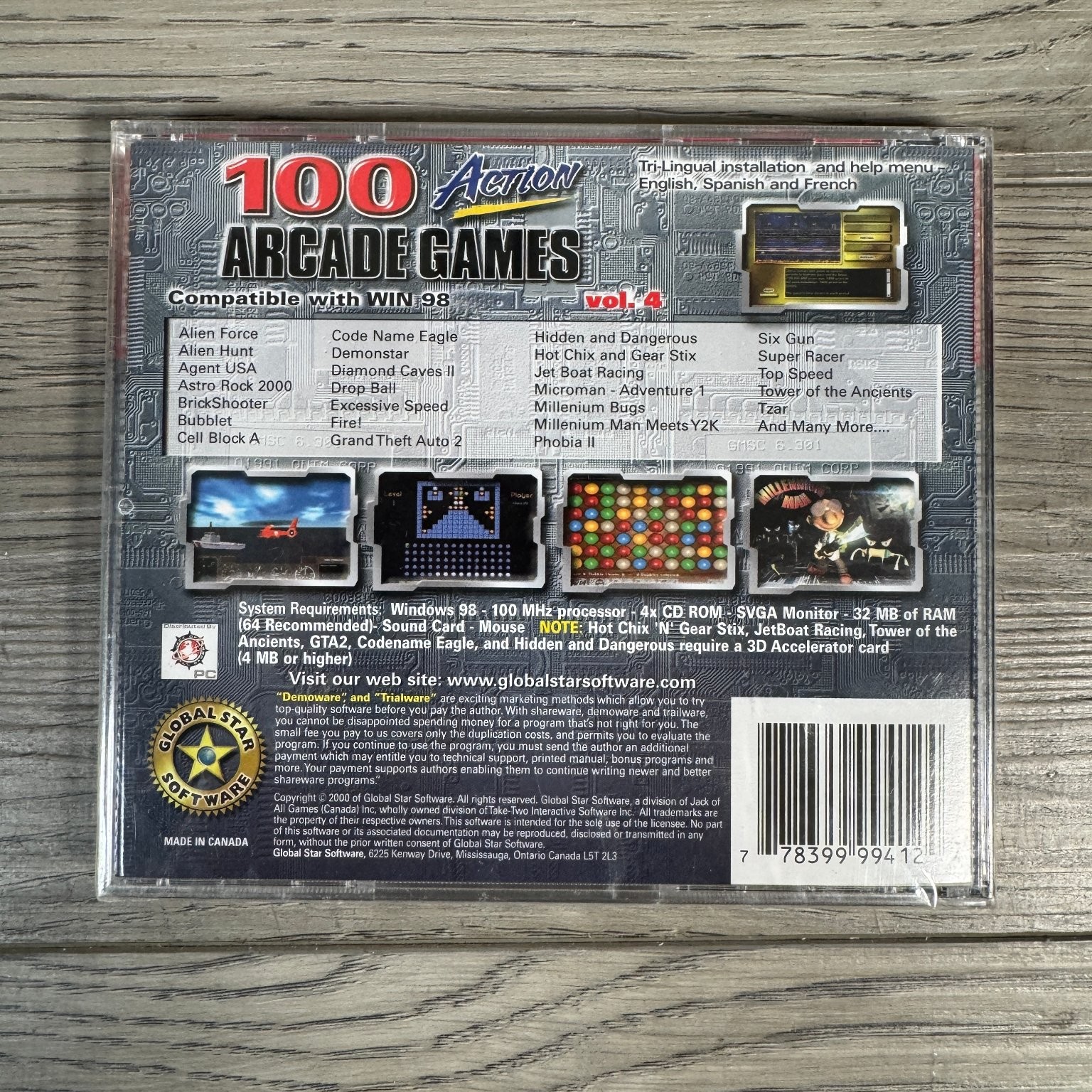 100 Action Arcade Games Vol. 4 PC CD-ROM Video Game Global Star Software
