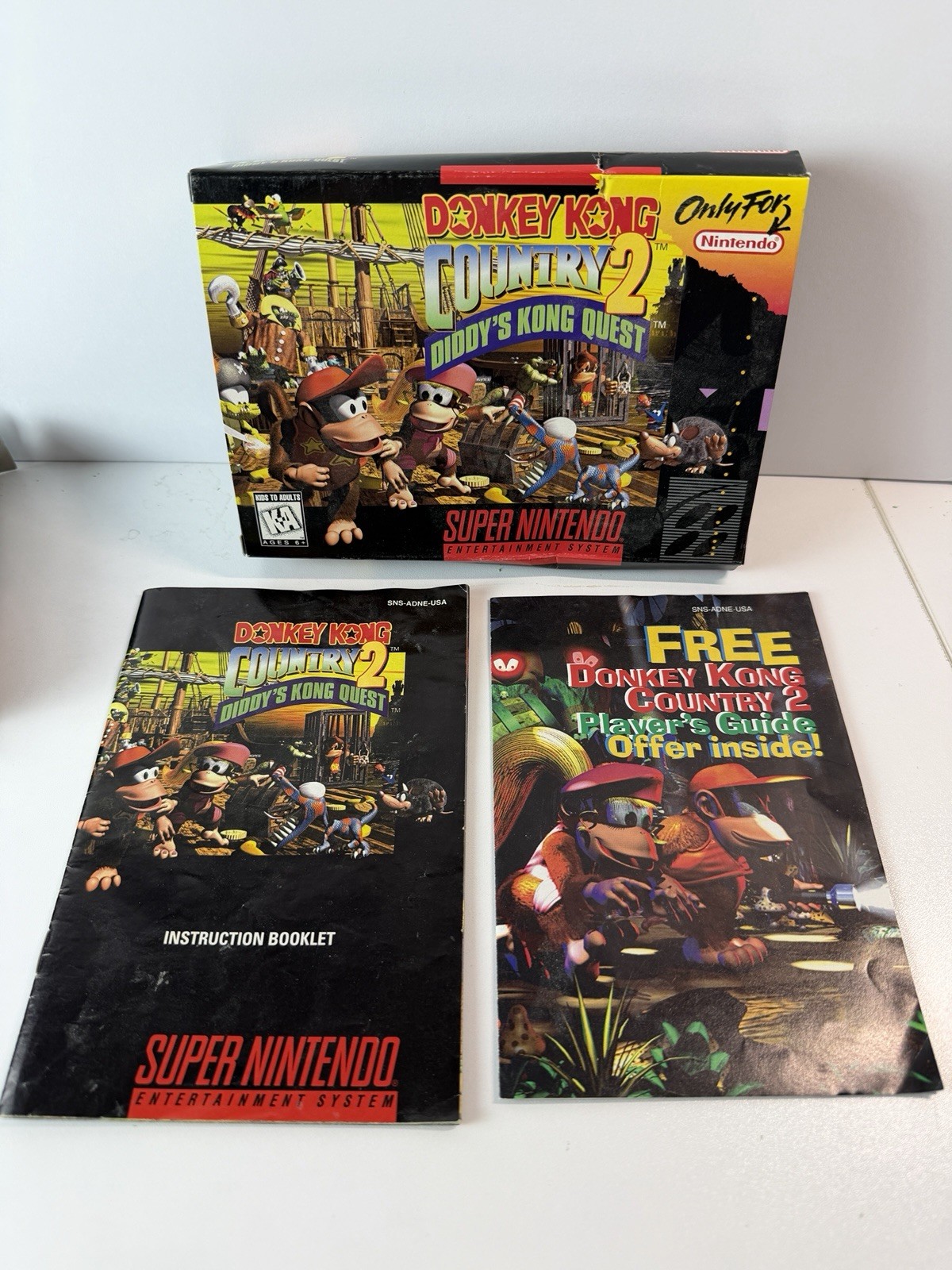 Donkey Kong Country 2 SNES (Diddy’s Kong Quest) Authentic Box & Instructions
