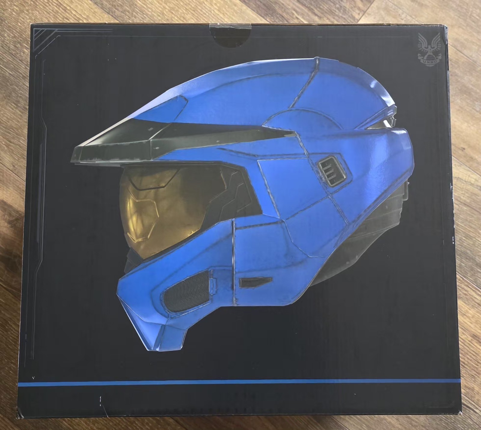 Mjolnir War Games Helmet (Blue) Deluxe Helmet With Lights & Display Stand