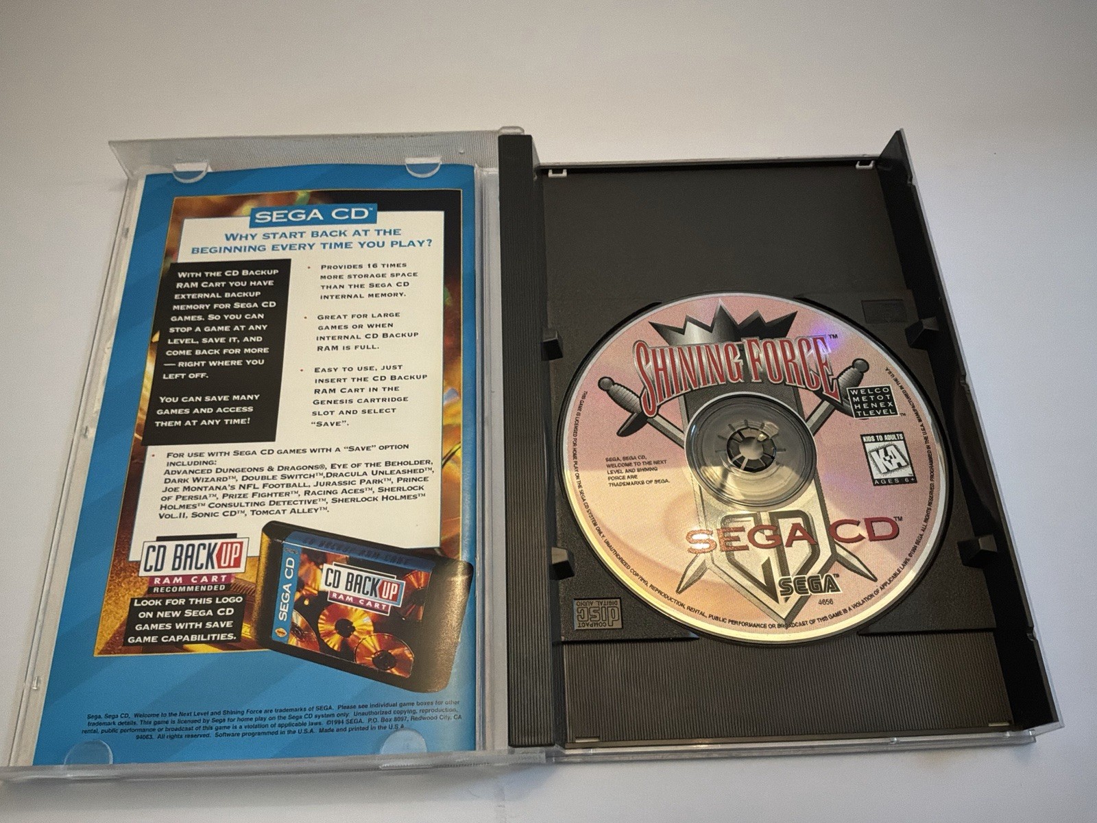 Shining Force CD (Sega CD, 1994) Complete Authentic Nice