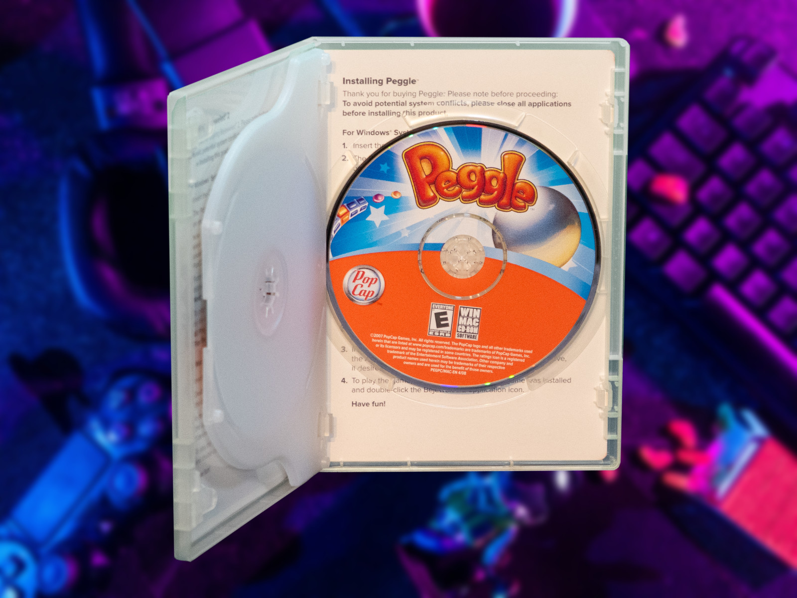 PopCap Bejeweled 2 With Peggle Game CD-ROM for PC/Mac
