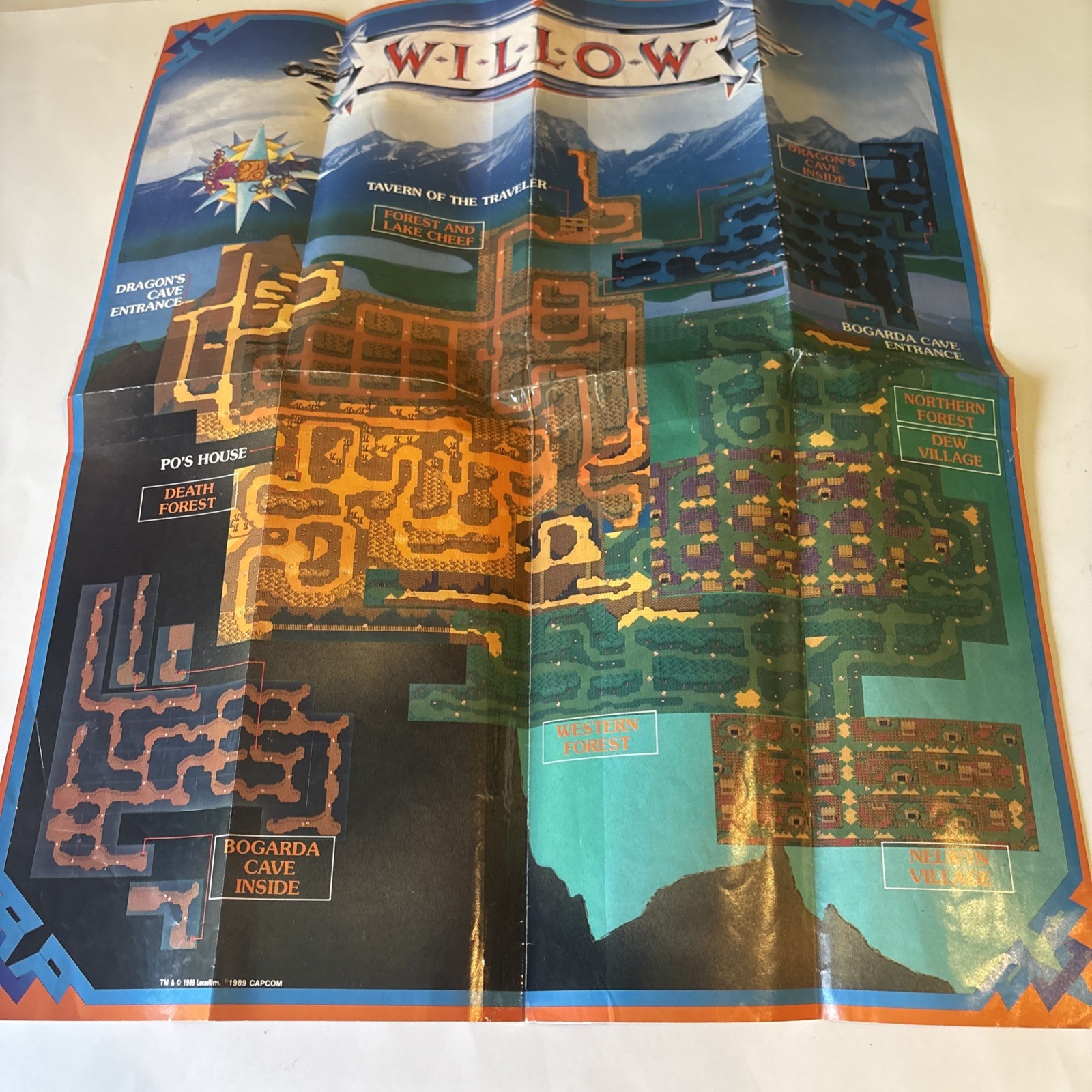 Nintendo Power #9 Poster Insert IronSword NES Willow Map 1989 Dual-Sided 19×16″