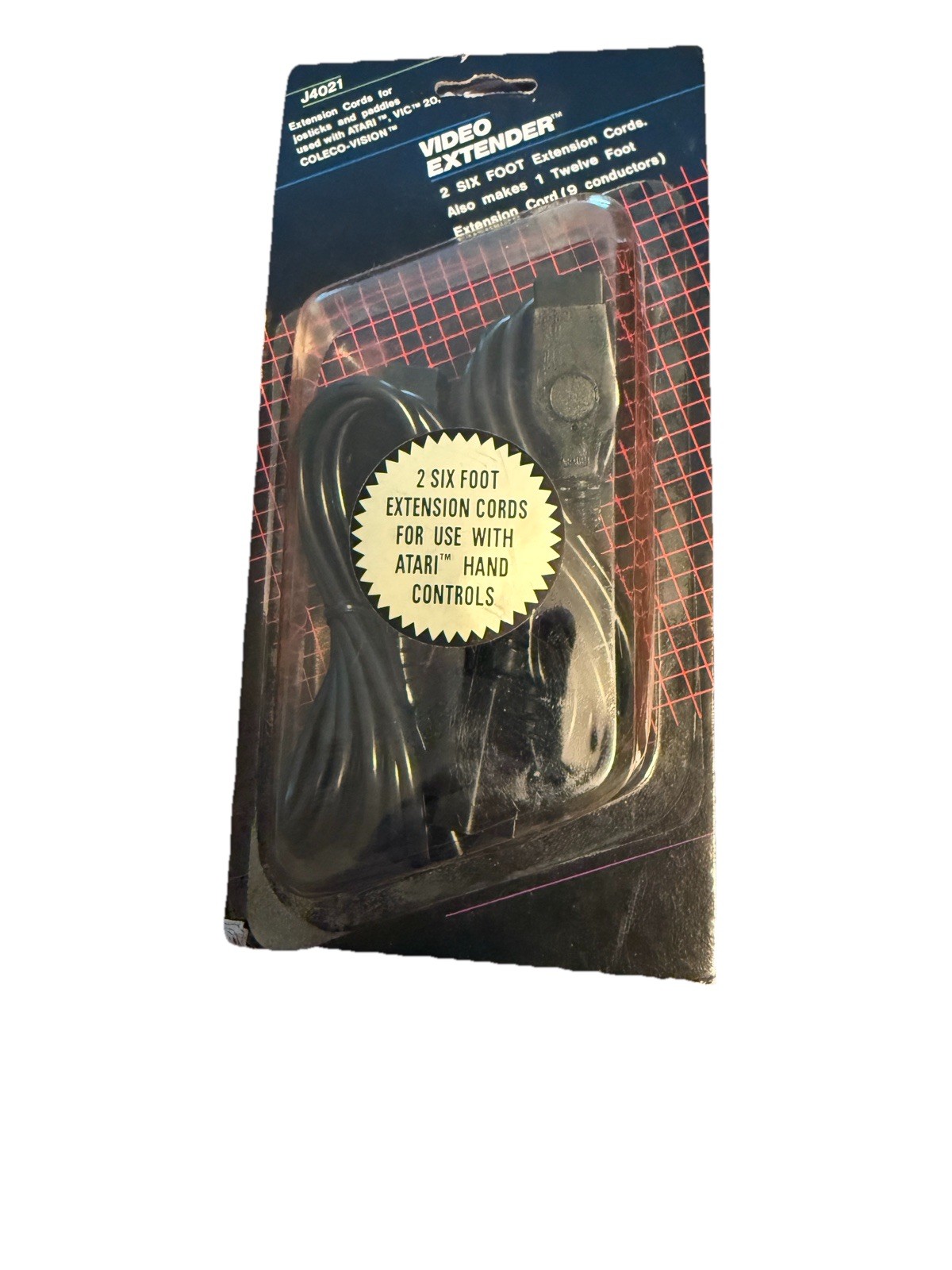 New Vintage 9 Pin (2) 6 Ft Extension Cable Atari J4021 Hand Controls