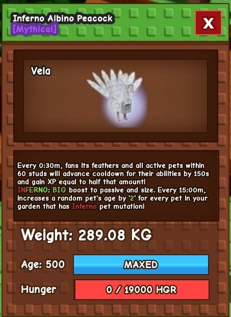 280KG+ INFERNO ALBINO PEACOCK 🦚 🪴Grow a Garden ‼️FAST & EASY DELIVERY‼️