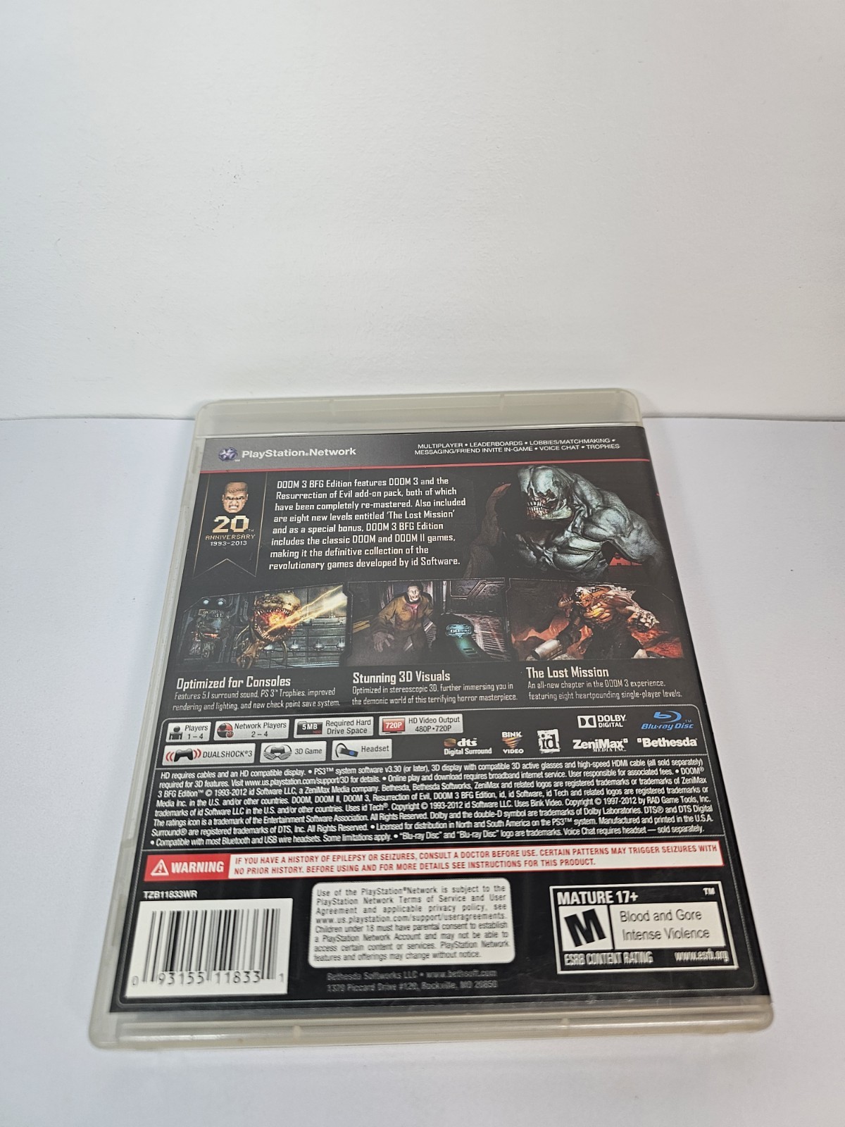 Doom 3 BFG Edition (Sony PlayStation 3, 2012) CIB Tested And Working