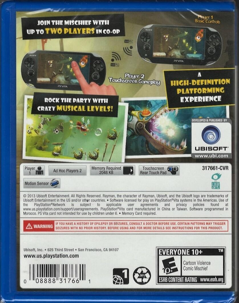 Rayman Legends PSV (Brand New Factory Sealed US Version) PlayStation Vita, plays