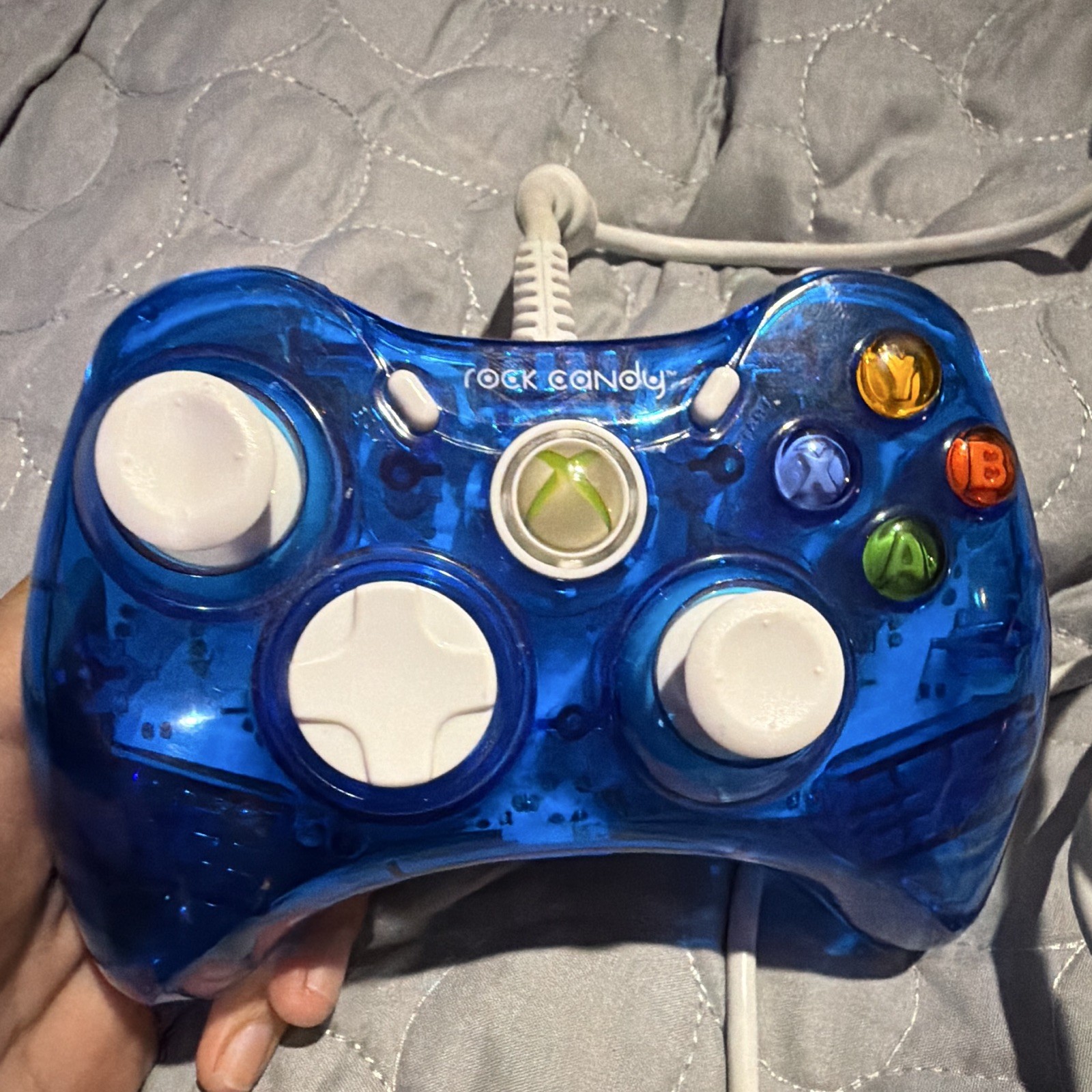 Rock Candy Wired Controllers Lot of 2 for Xbox 360 Transparent Blue & Red 7ft