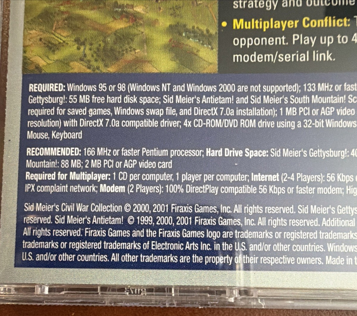 Sid Meier’s Civil War Collection PC CD ROM Complete Gettysburg Antietam EA