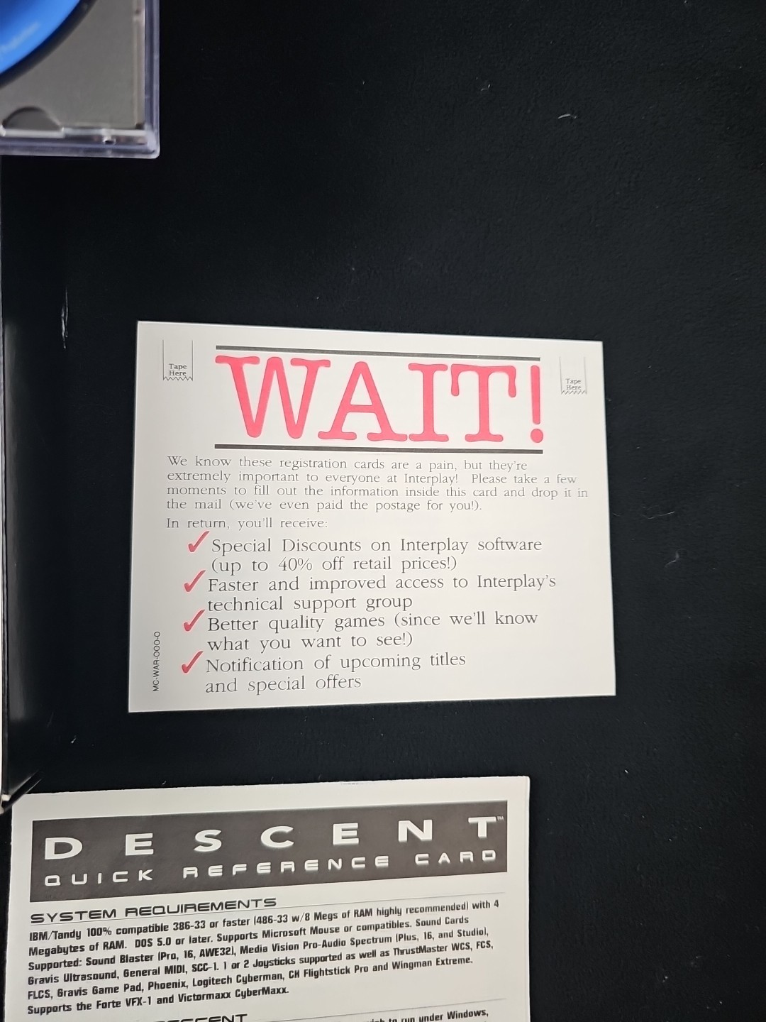 Descent Vintage Big Box PC ROM DOS 1995 Interplay Includes Manual & Inserts