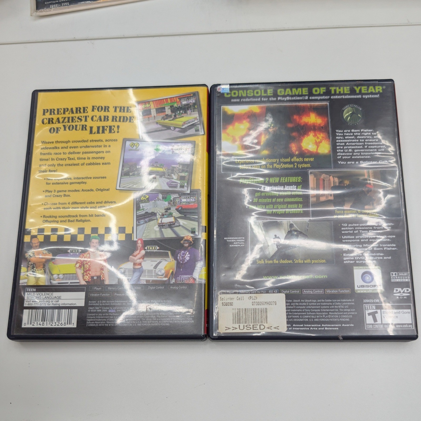 VTG Sony PS2 Games Bundle Crazy Taxi CIB & Tom Clancy Splinter Cell Retro Y2K