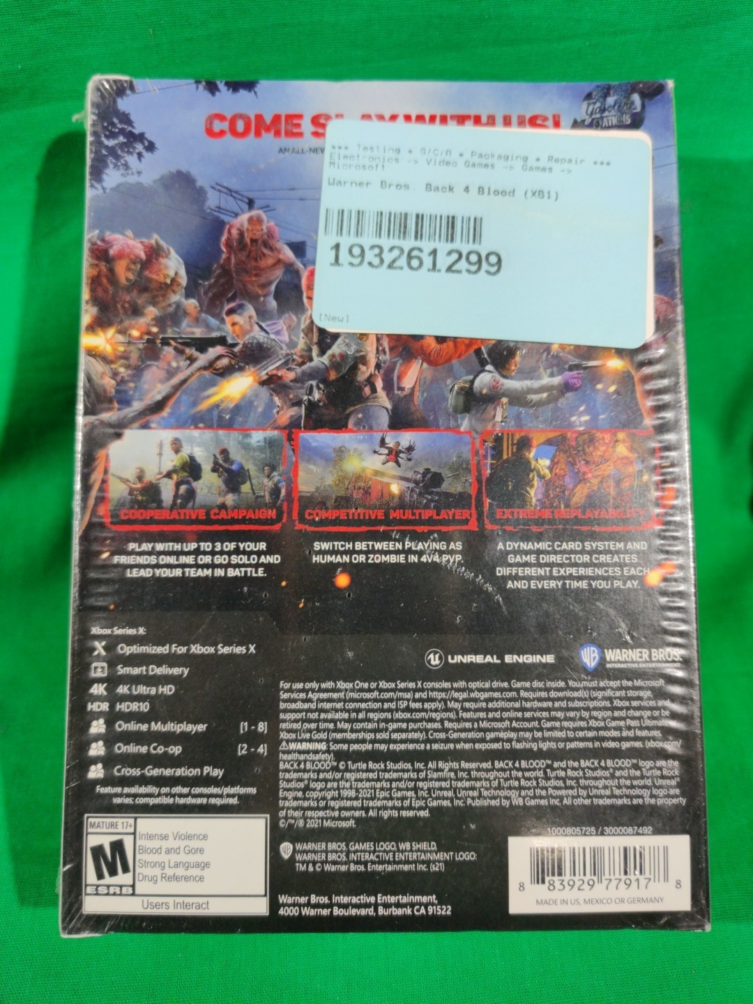 Back 4 Blood Deluxe Edition Box Set Xbox One Series X BRAND NEW FACTORY SEALED