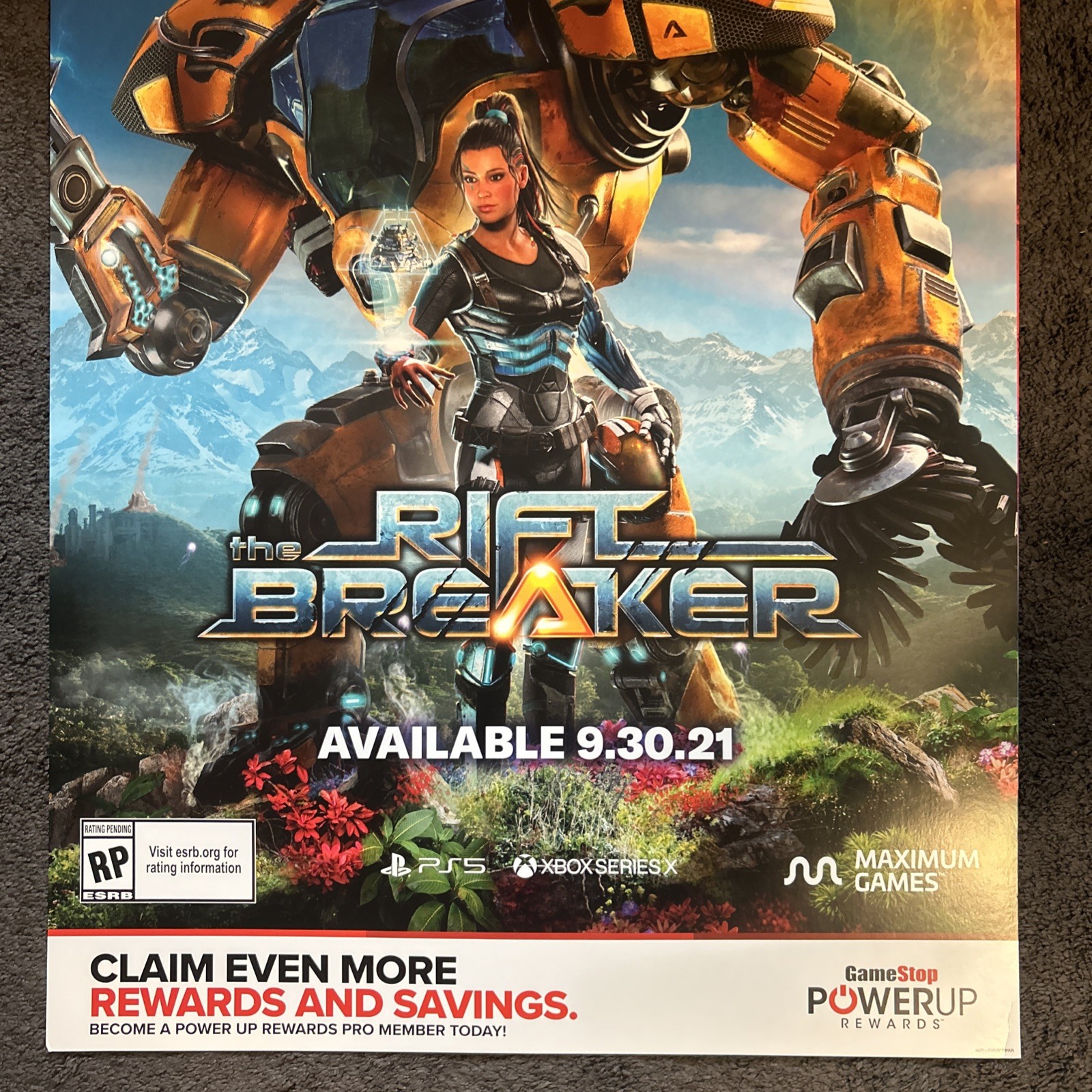 The Rift Breaker GameStop Promo Poster PS5 Xbox Series X 28 x 22