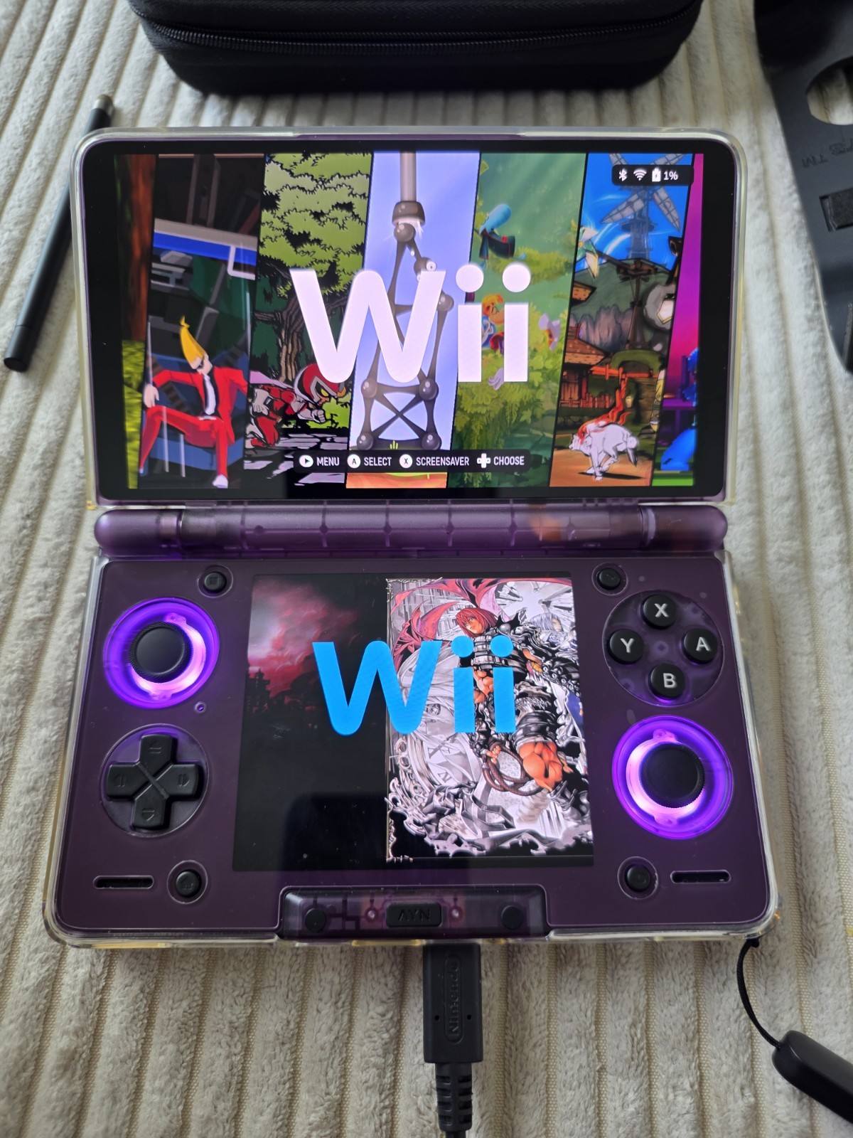 Ayn Thor Purple Max 1TB PLUS 1 TB SD CARD With Games Installed ES-DE Frontend